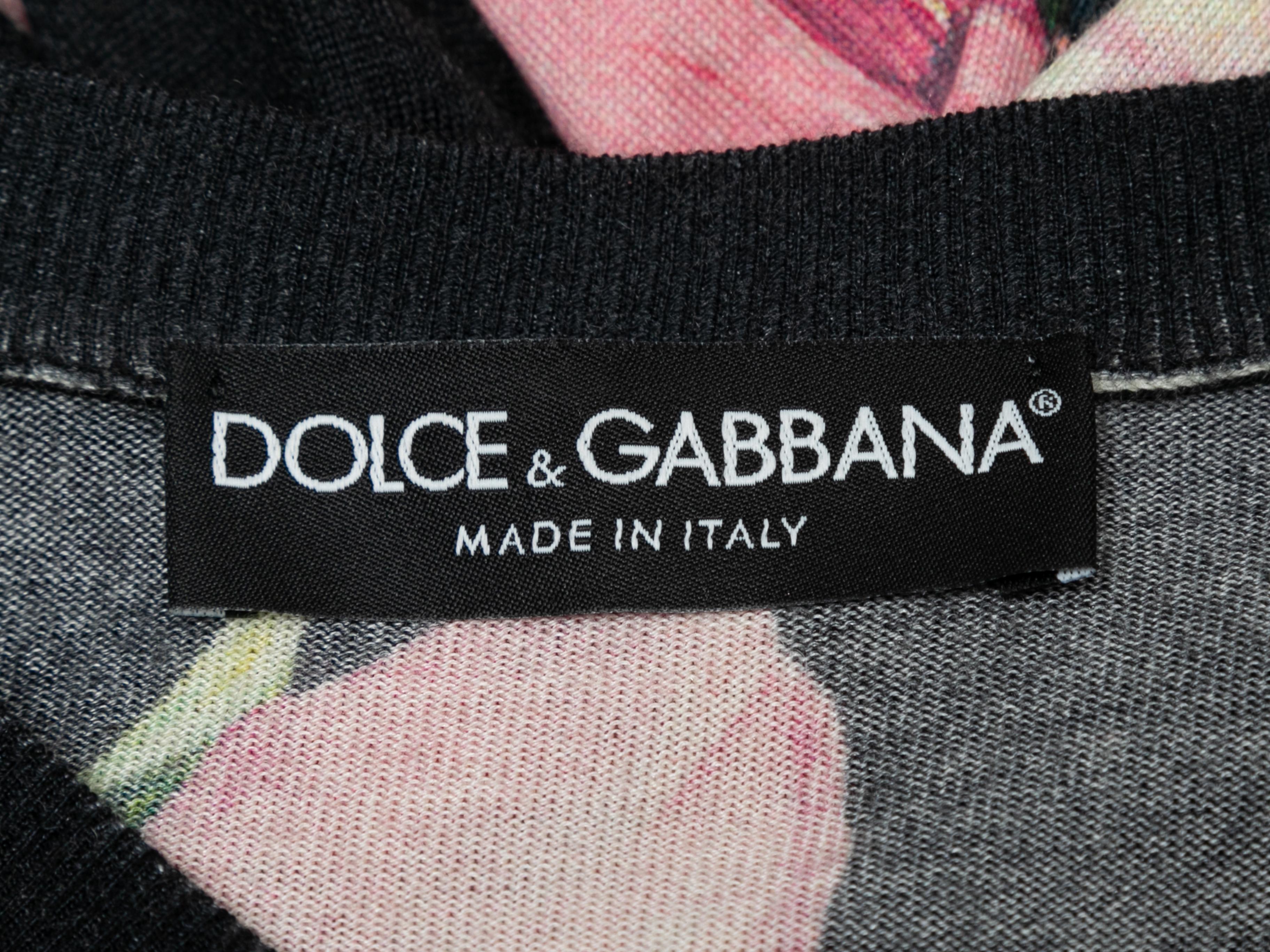 Black & Multicolor Dolce & Gabbana Floral Print Sweater Size US S In Excellent Condition In New York, NY