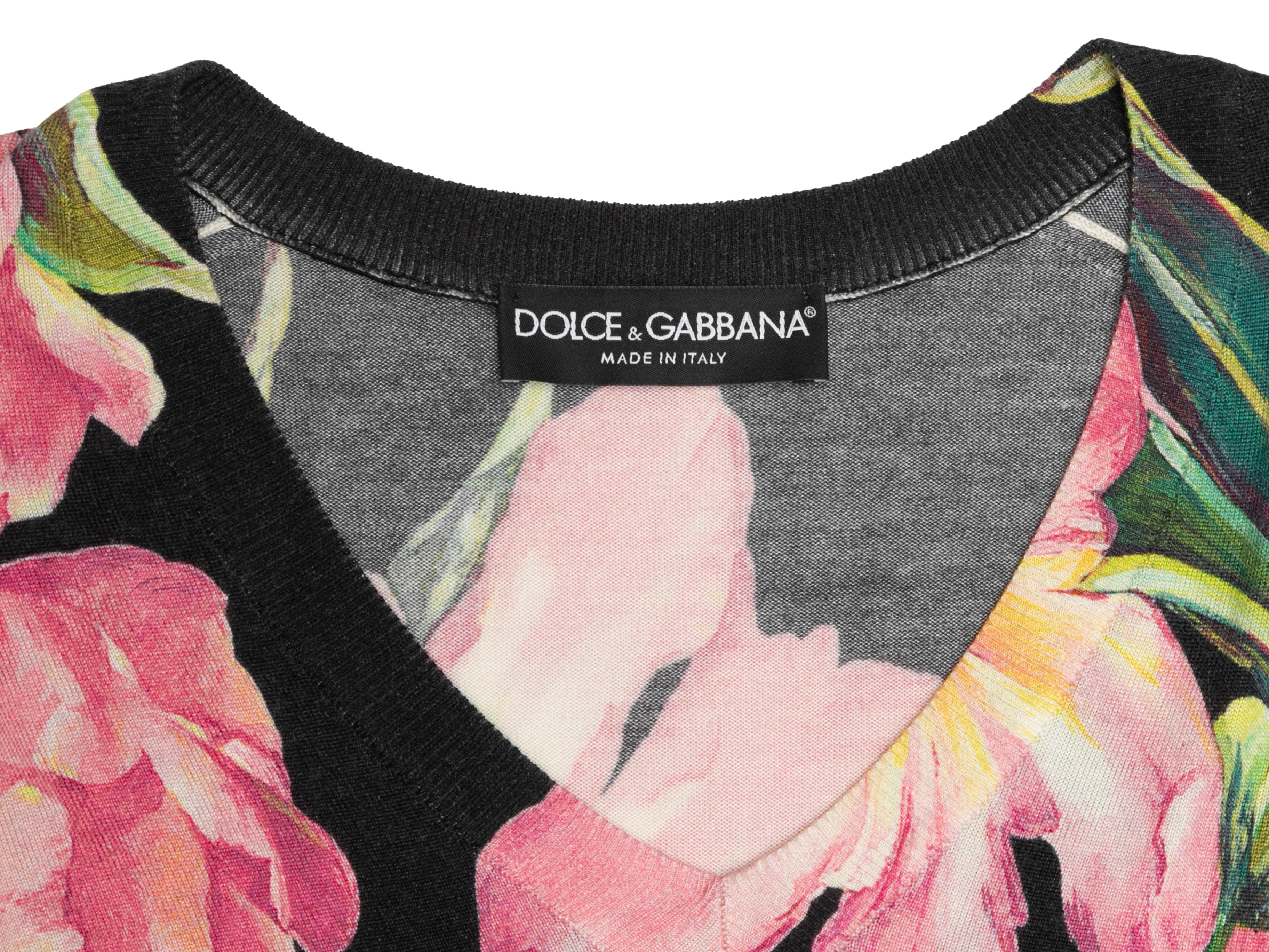 Black & Multicolor Dolce & Gabbana Floral Print Sweater Size US S 1