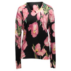 Black & Multicolor Dolce & Gabbana Floral Print Sweater Size US S