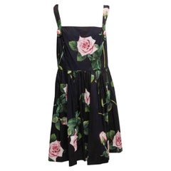 Black & Multicolor Dolce & Gabbana Rose Print Mini Dress Size IT 52