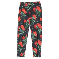 Black & Multicolor Dolce & Gabbana Silk Floral Print Pants Size IT 38