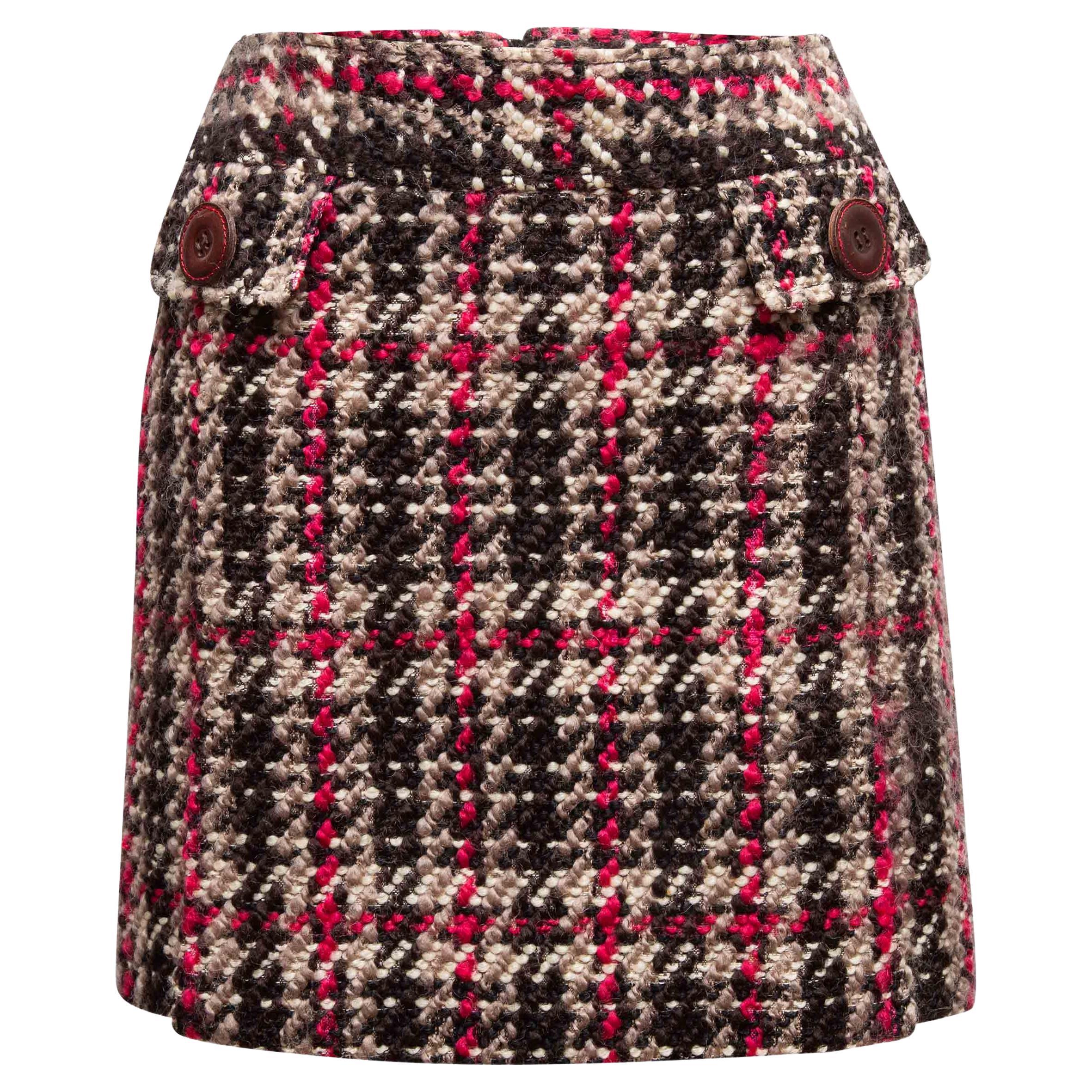 Minifalda a cuadros de lana virgen Dolce & Gabbana negra y multicolor Talla IT 38 en venta