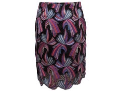 Black & Multicolor Emilio Pucci Embroidered Lace Skirt Size IT 38