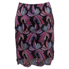 Black & Multicolor Emilio Pucci Embroidered Lace Skirt Size IT 38