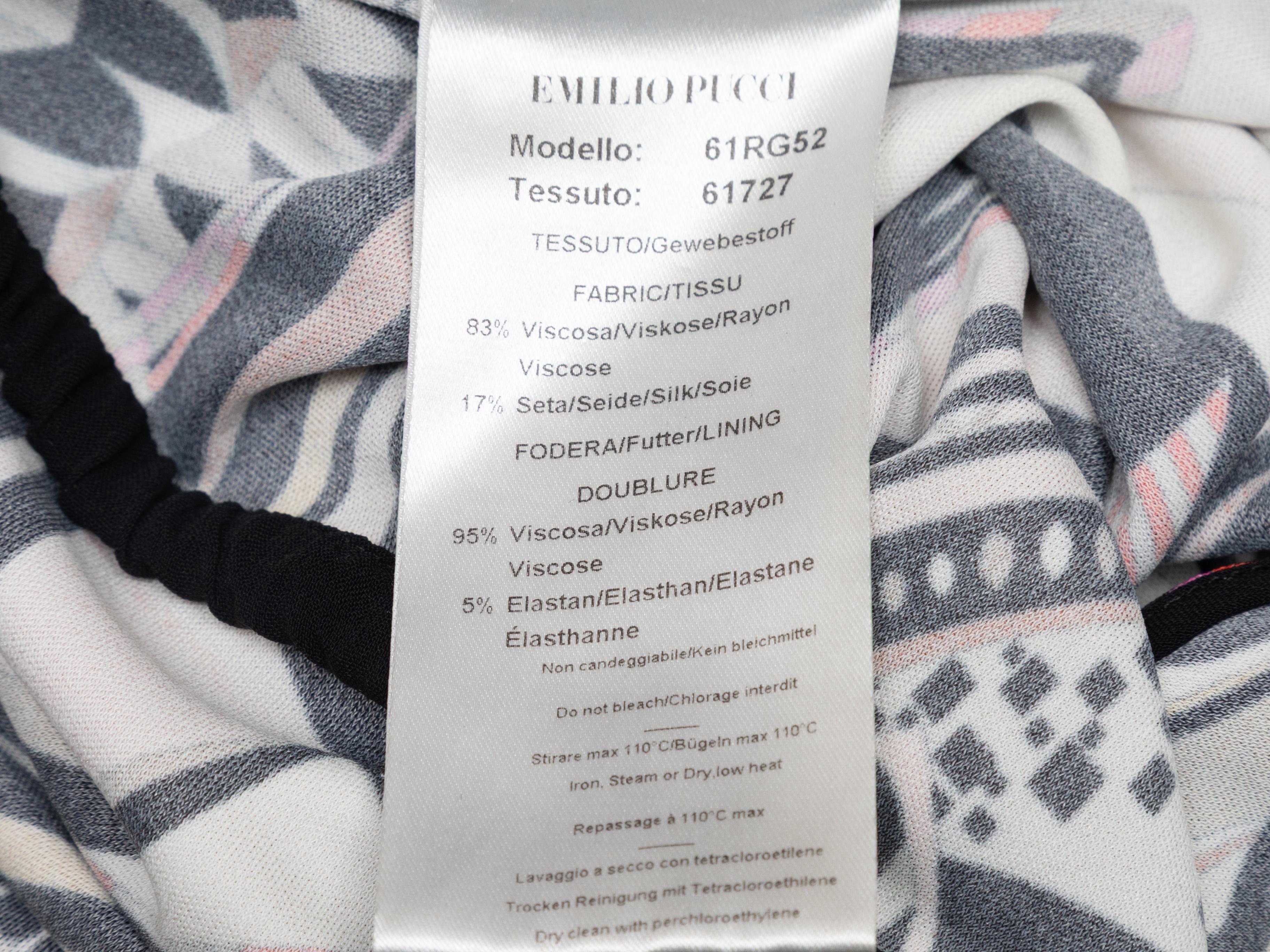 Noir Robe sans manches imprimée noire et multicolore Emilio Pucci Taille IT 44 en vente