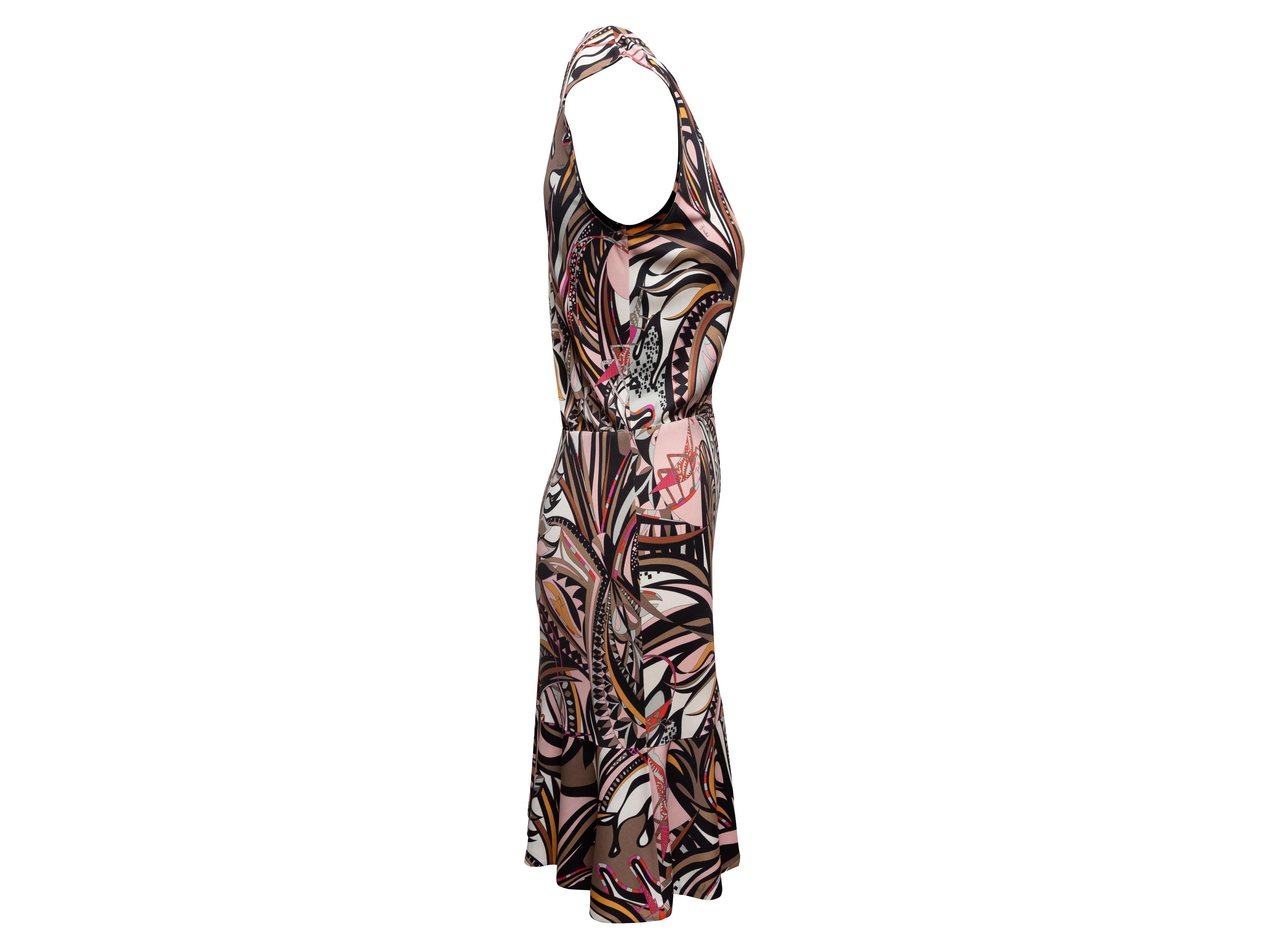 Robe sans manches imprimée noire et multicolore Emilio Pucci Taille IT 44 Bon état - En vente à New York, NY
