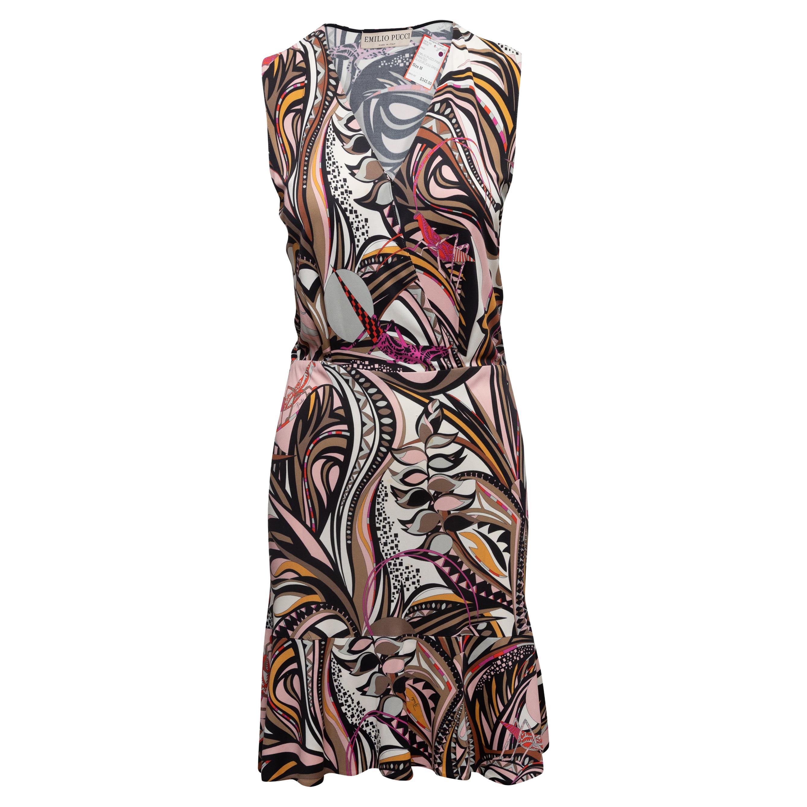 Vestido sin mangas estampado negro y multicolor Emilio Pucci Talla IT 44