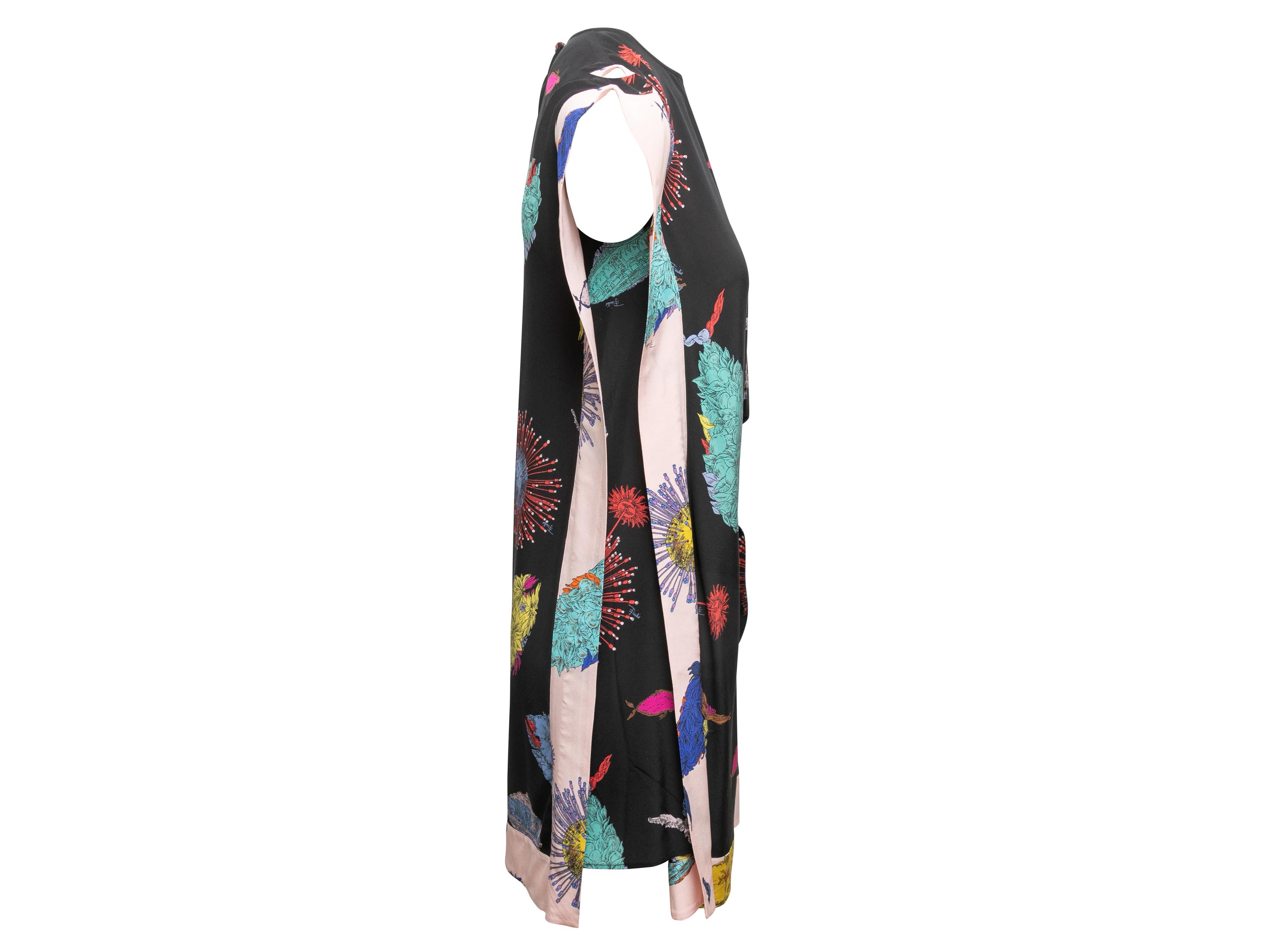 Black & Multicolor Emilio Pucci Silk Fish Print Dress Size IT 38 In Good Condition In New York, NY