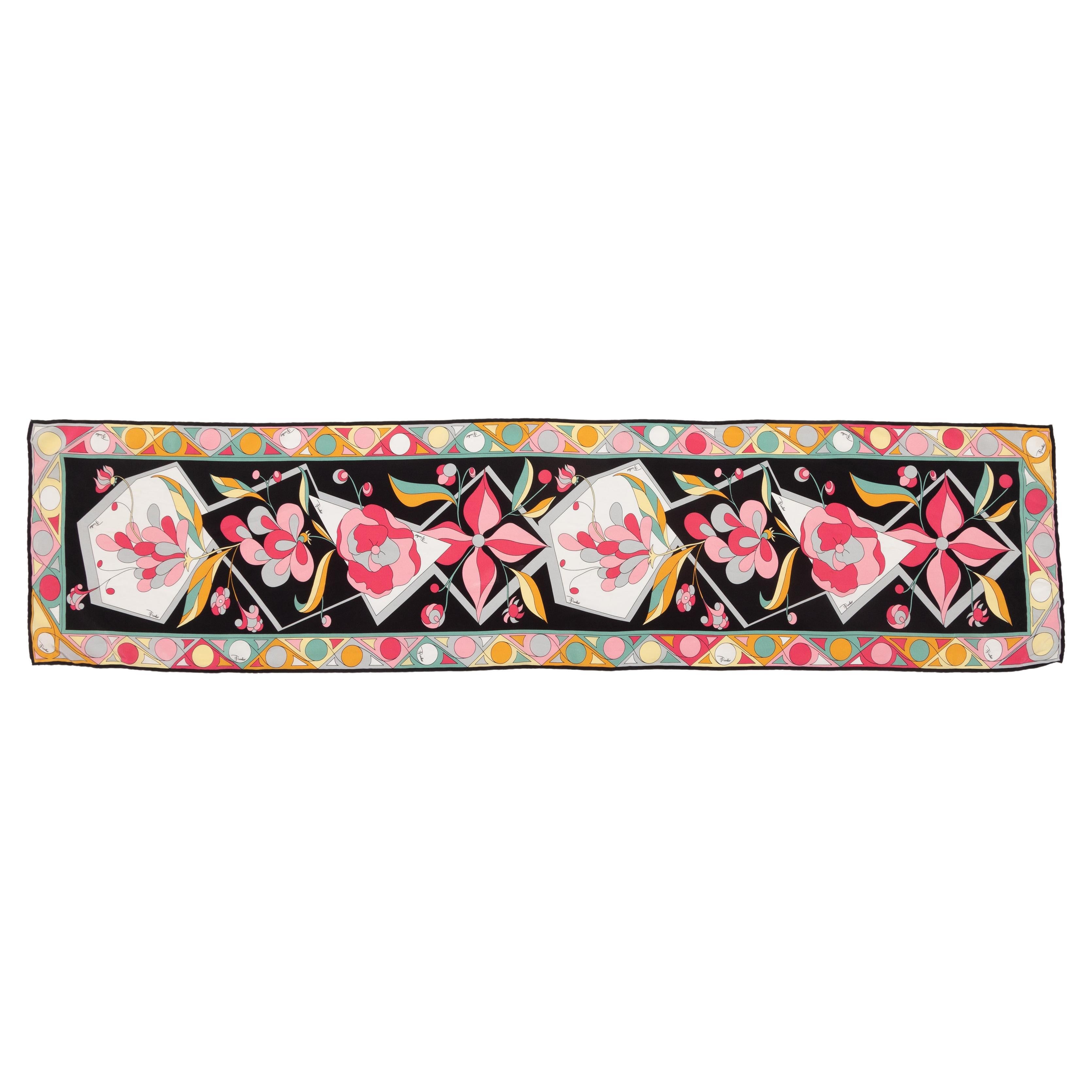 Écharpe En Soie Emilio Pucci Vintage - Motif Géométrique Multicolore - Occasion Très Bon état