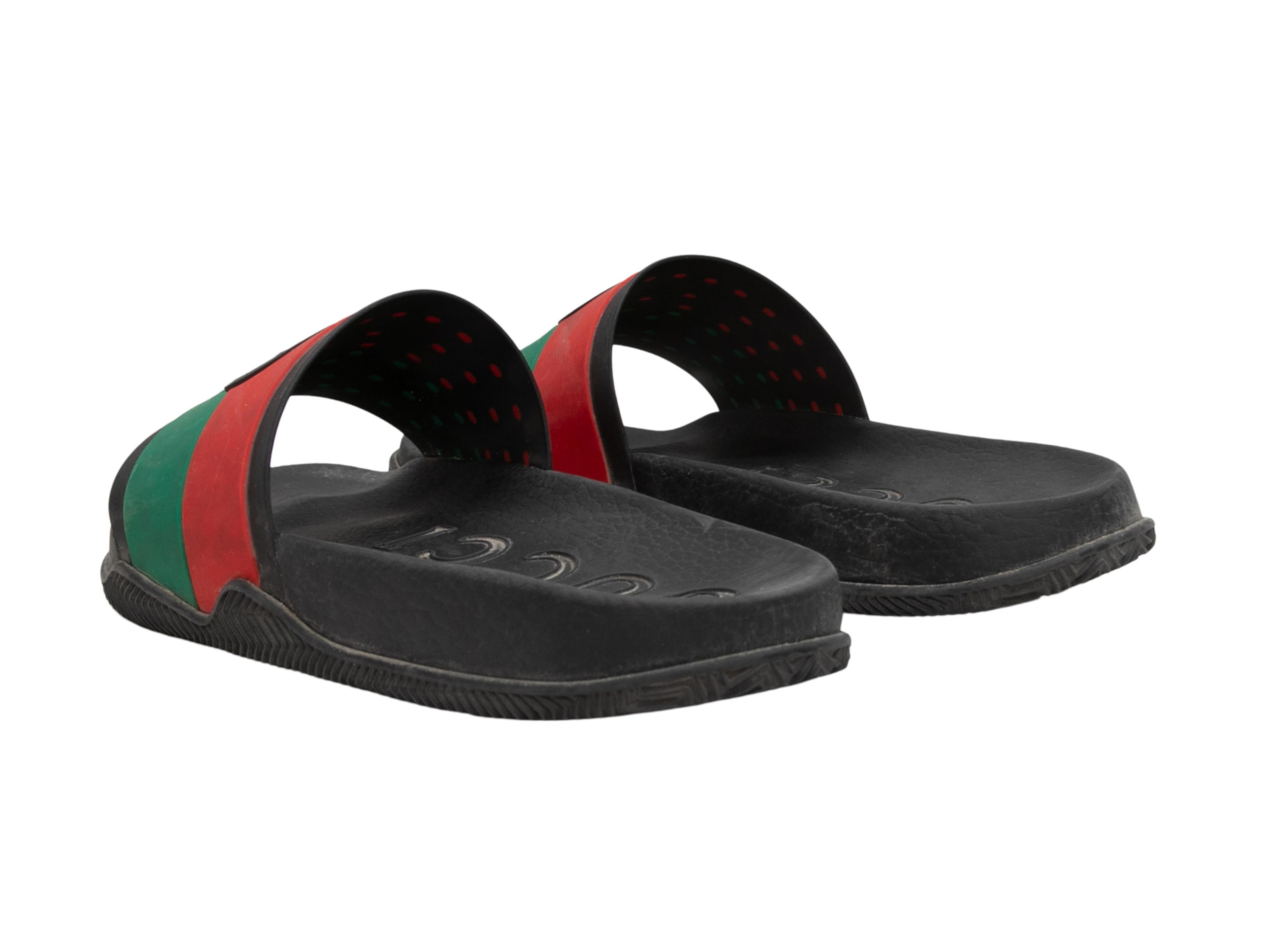 Black & Multicolor Gucci Men's Rubber Slide Sandals 1