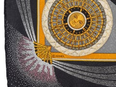 Black & Multicolor Hermes 'Feux d'Artifice' Motif Silk Printed Scarf & Booklet