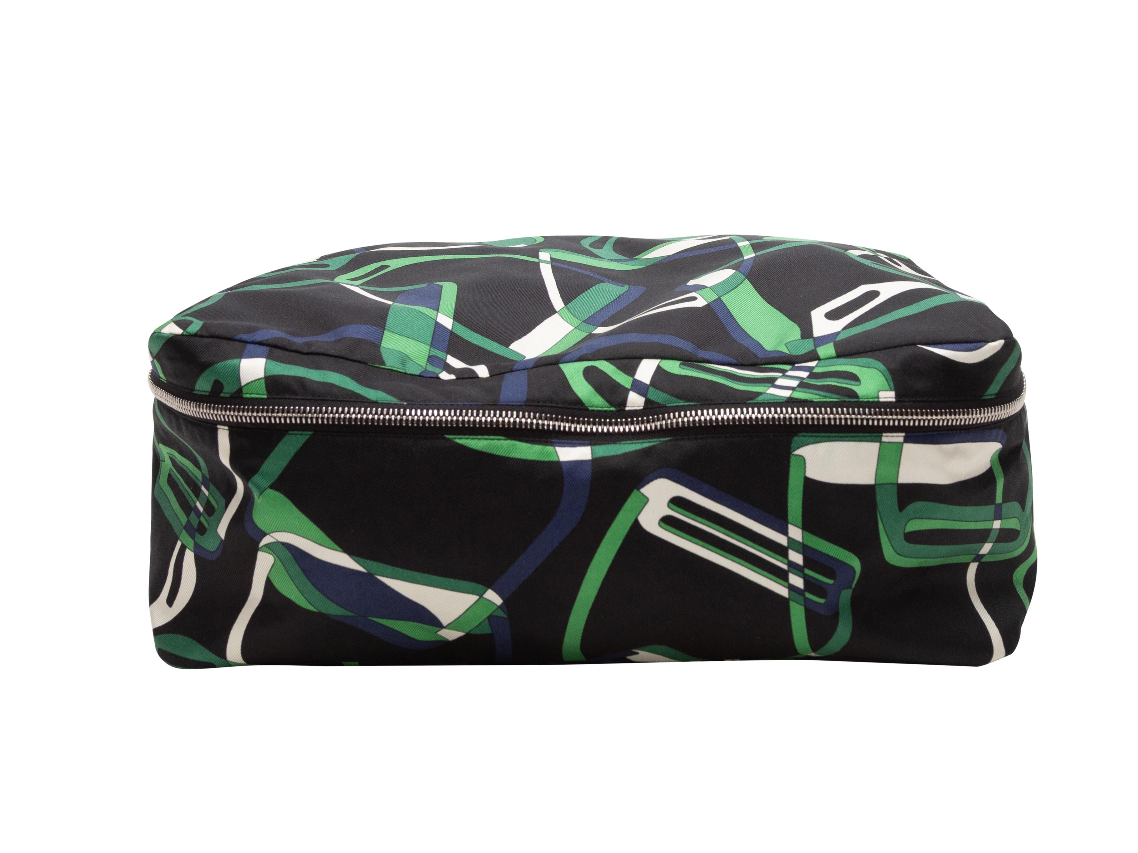 Black & Multicolor Hermes Silk Bain Pouch In Good Condition For Sale In New York, NY