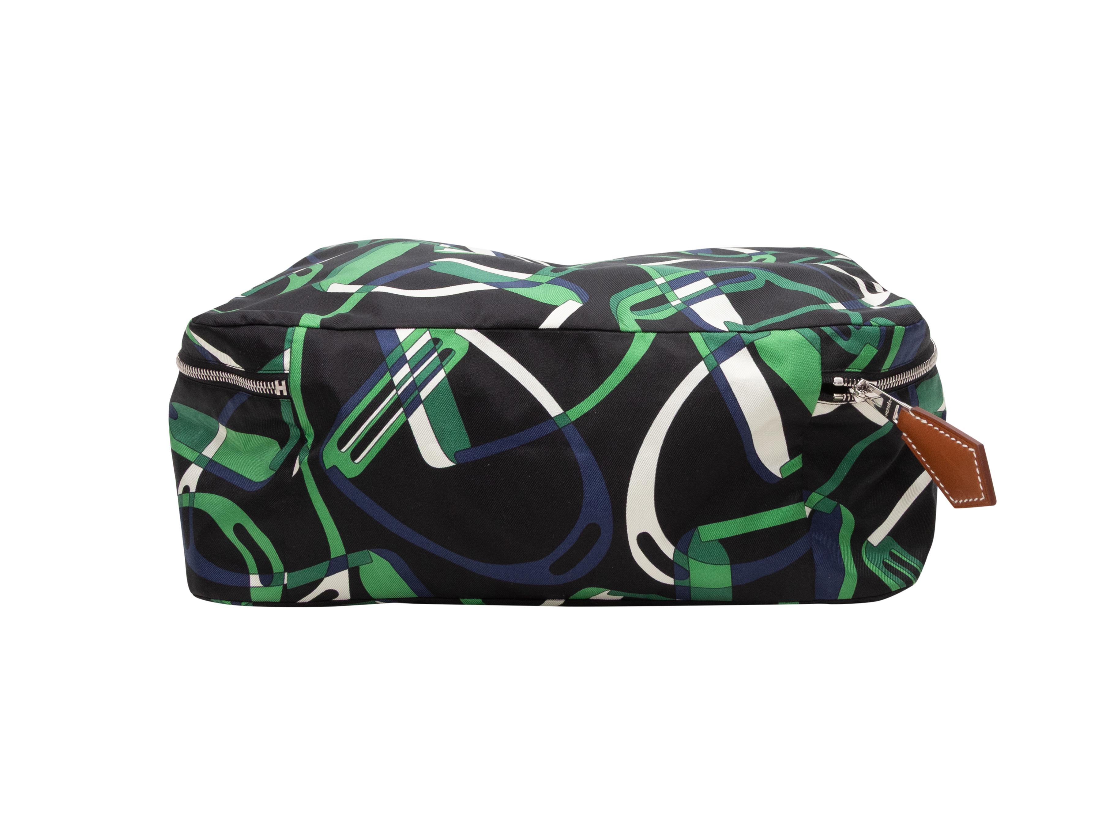 Black & Multicolor Hermes Silk Bain Pouch For Sale 1