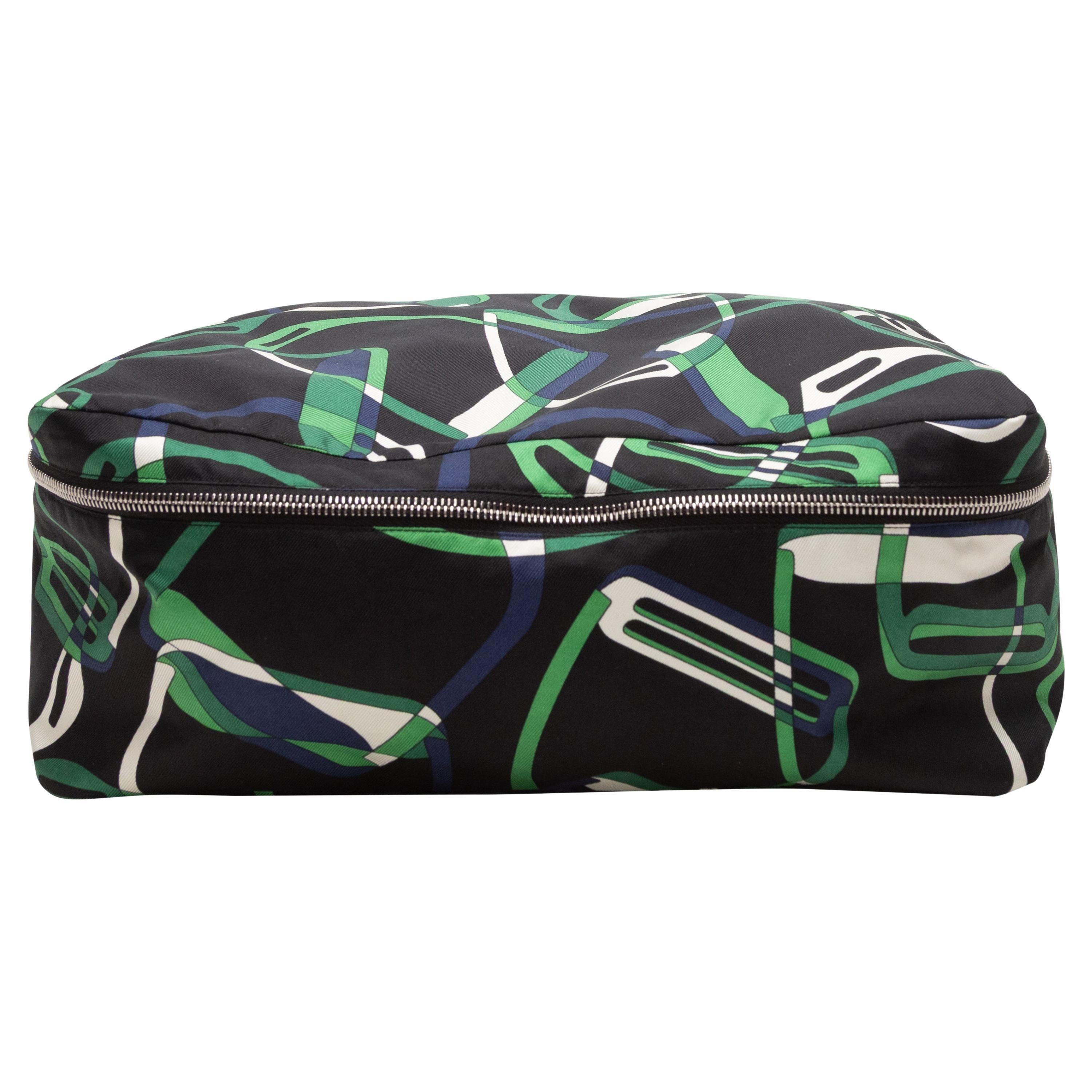 Black & Multicolor Hermes Silk Bain Pouch For Sale