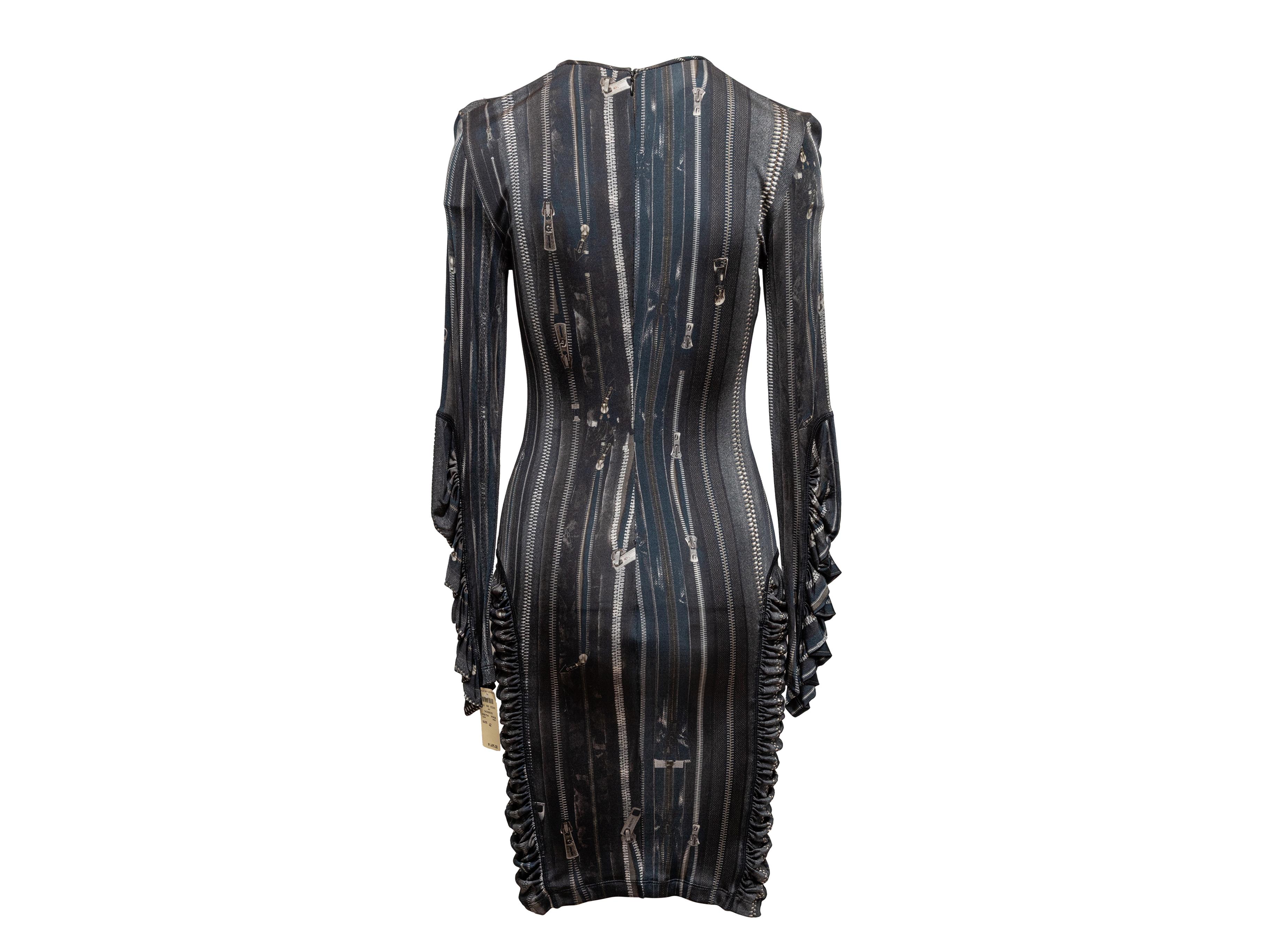 Black & Multicolor Jean Paul Gaultier Femme Zipper Print Dress Size IT 42 In Good Condition For Sale In New York, NY