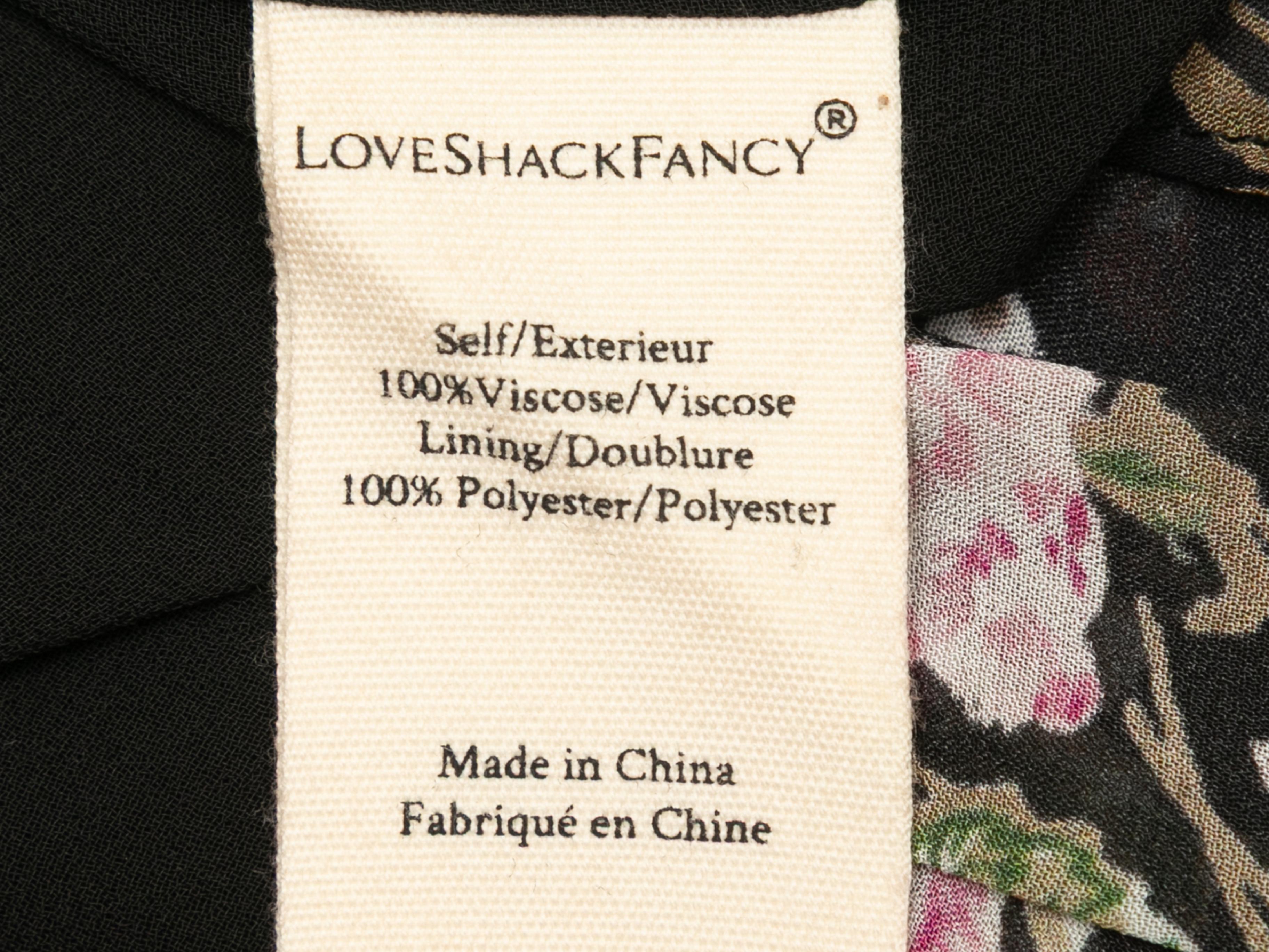 Black & Multicolor LoveShackFancy Floral Print Mini Dress Size US XS For Sale 1