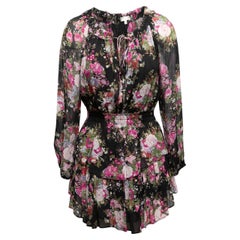 Black & Multicolor LoveShackFancy Floral Print Mini Dress Size US XS