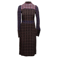 Black & Multicolor Marni Grid Print Long Sleeve Dress Size IT 38