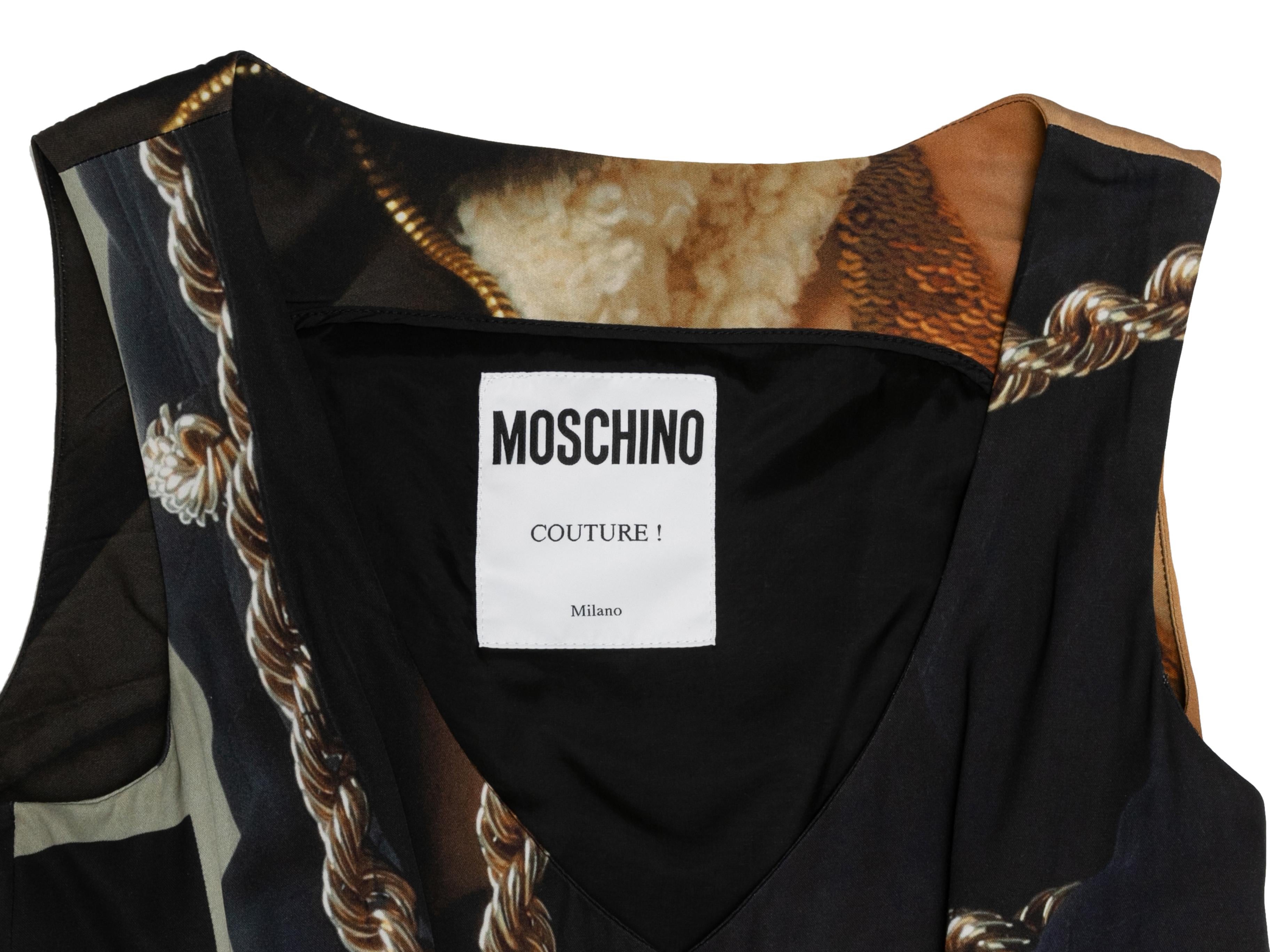 Robe sans manches à imprimé photographique noir et multicolore Moschino Couture Taille IT Bon état - En vente à New York, NY