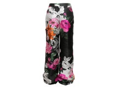 Schwarz & Multicolor Off-White Floral Jacquard Hose mit weitem Bein Größe IT 44