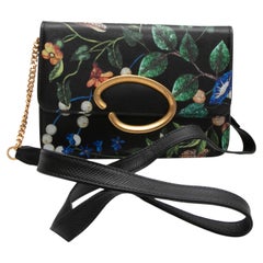 Pochette à imprimé floral noir et multicolore Oscar De La Renta