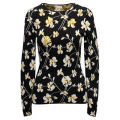 Black & Multicolor Oscar de la Renta Virgin Wool Floral Sweater Size US M