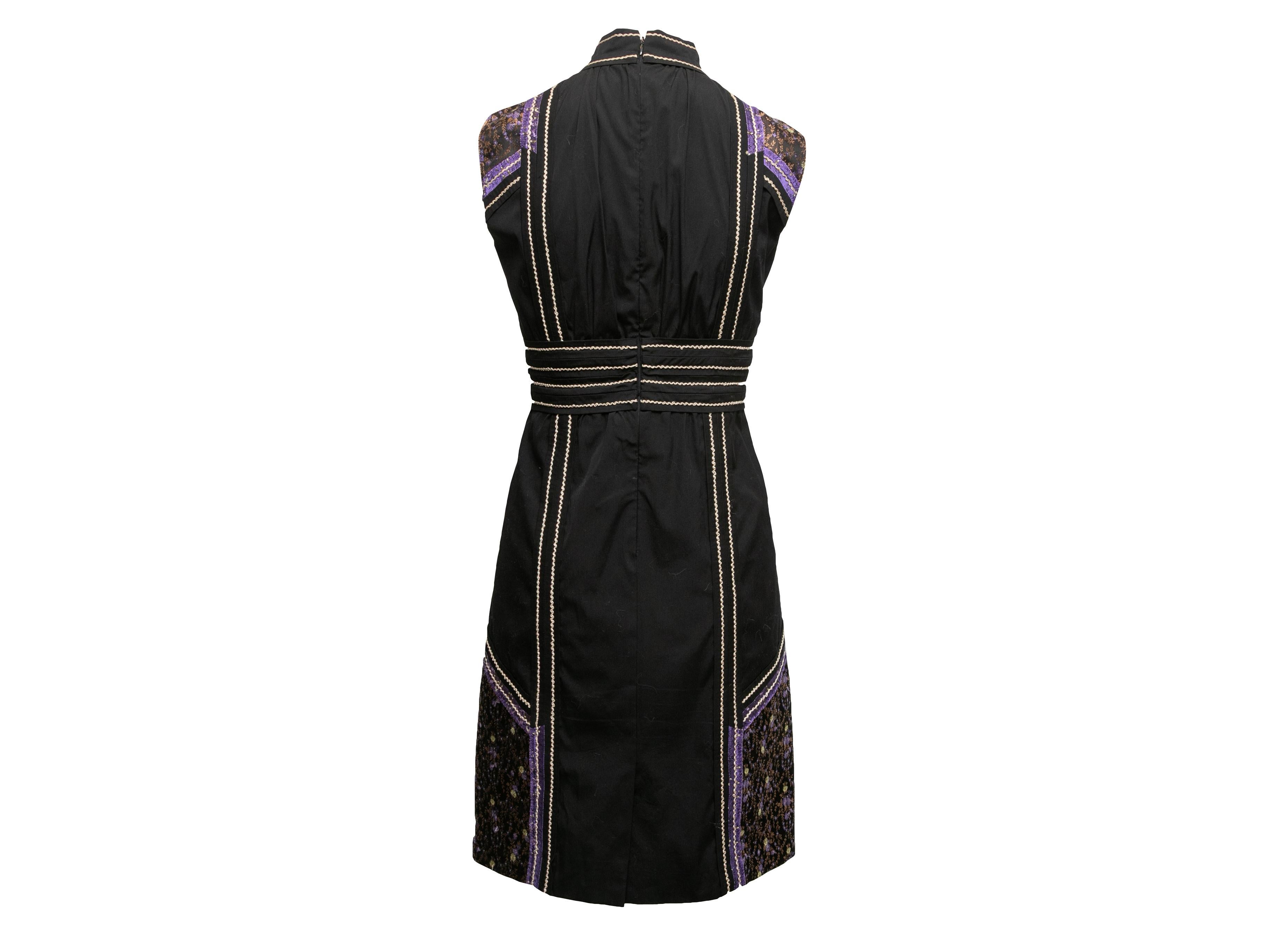 Robe sans manches Prada Chinoiserie noire et multicolore taille IT 40 Bon état - En vente à New York, NY
