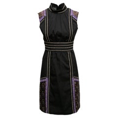 Black & Multicolor Prada Chinoiserie Sleeveless Dress Size IT 40