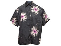 Black & Multicolor Prada Floral Button-Up Shirt Size IT 36