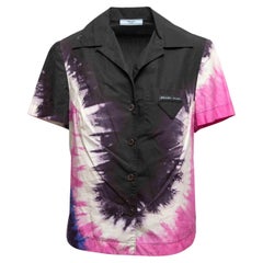 Black & Multicolor Prada Tie-Dye Short Sleeve Button-Up Size US M