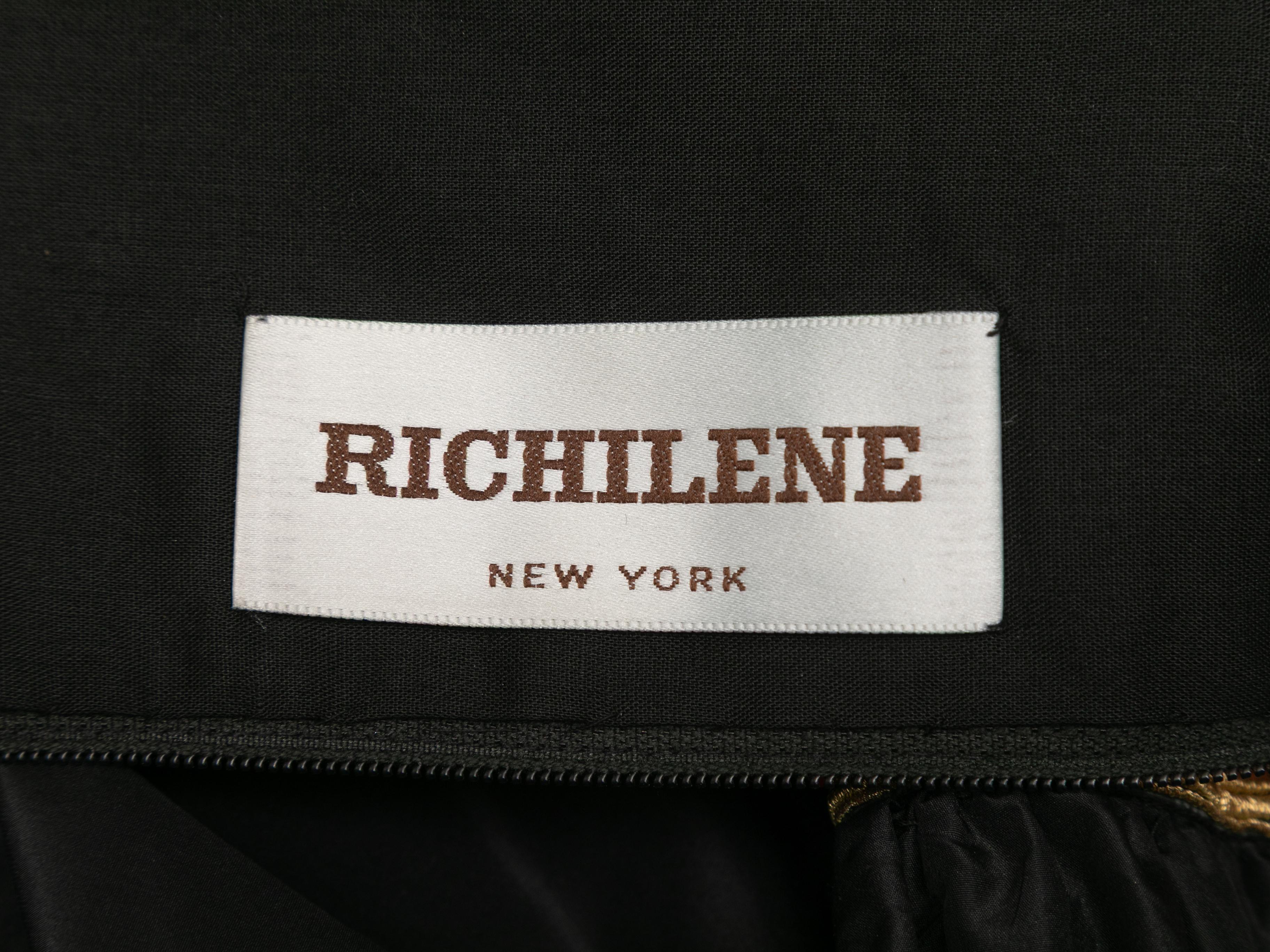 Schwarzes & mehrfarbiges Richilene-Kleid mit Perlenverzierung und Puffärmeln Größe US L Damen im Angebot