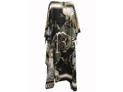 Black & Multicolor Roberto Cavalli Cotton Allover Print Kaftan Dress Size US S
