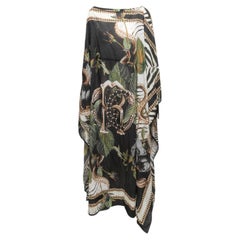 Vestido caftán de algodón con estampado integral de Roberto Cavalli, en negro y multicolor, talla S (EE. UU.)