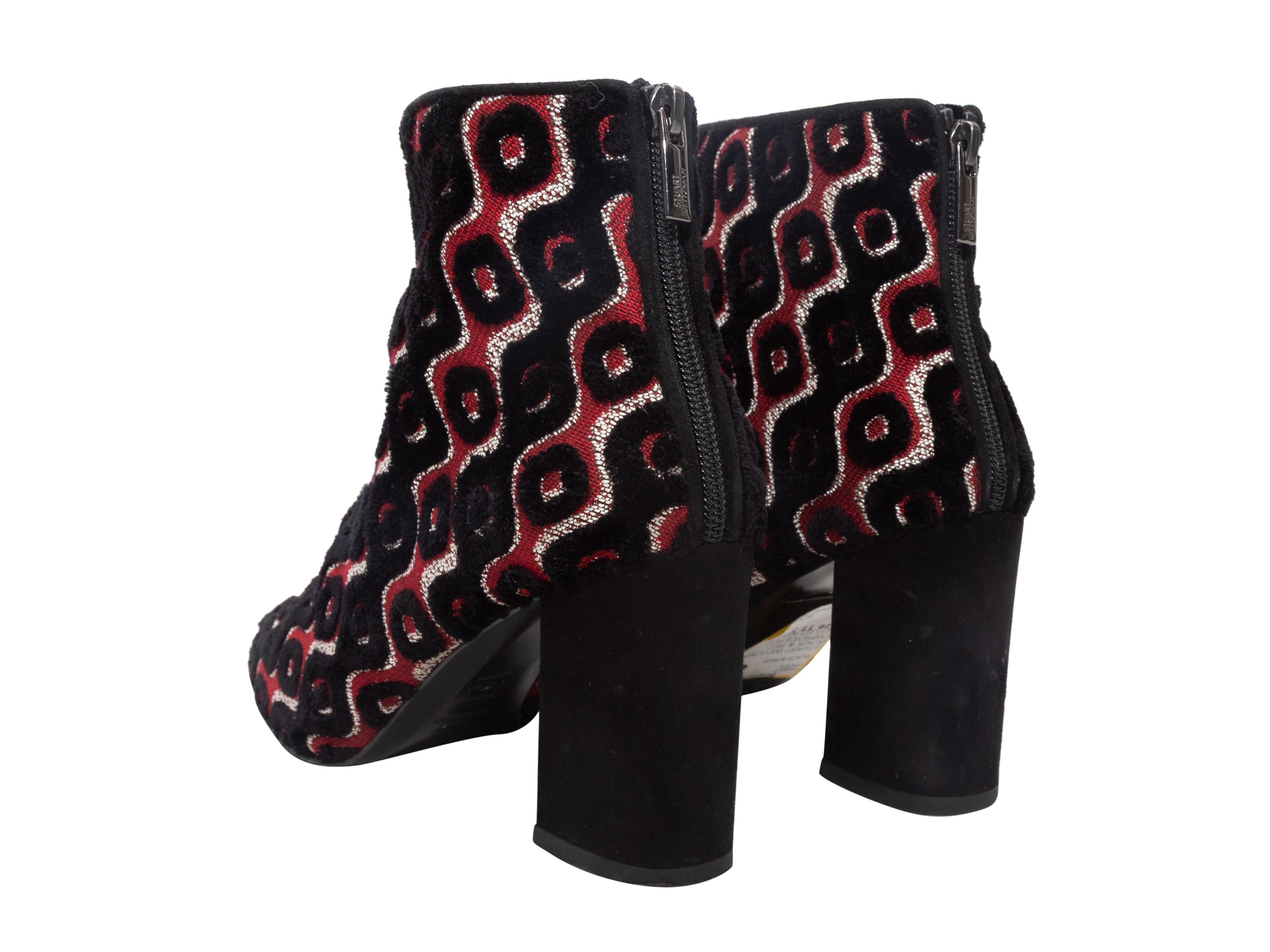Bottines à talons en jacquard noir et multicolore Stuart Weitzman Taille 11.5 Bon état - En vente à New York, NY