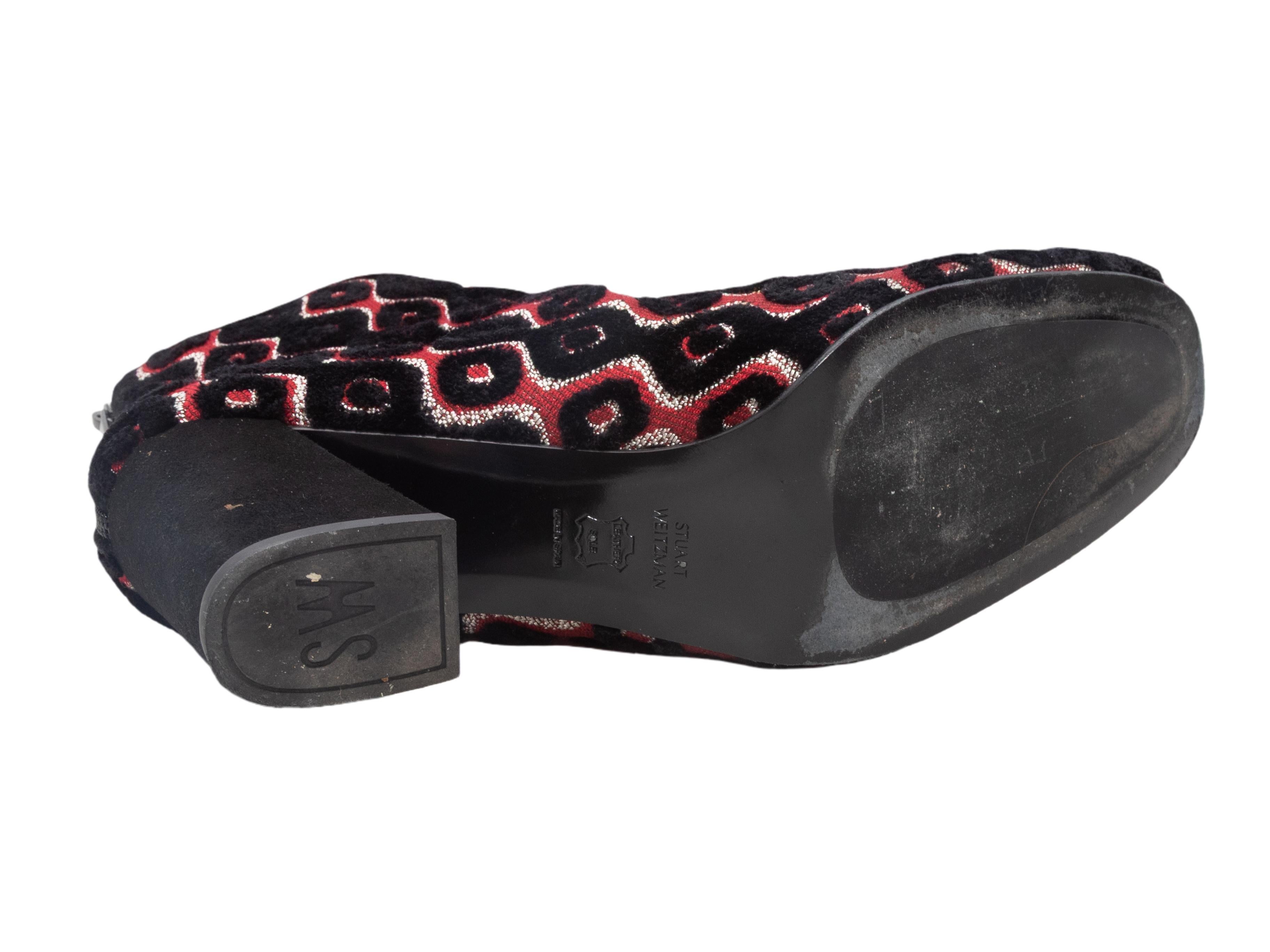 Bottines à talons en jacquard noir et multicolore Stuart Weitzman Taille 11.5 Pour femmes en vente
