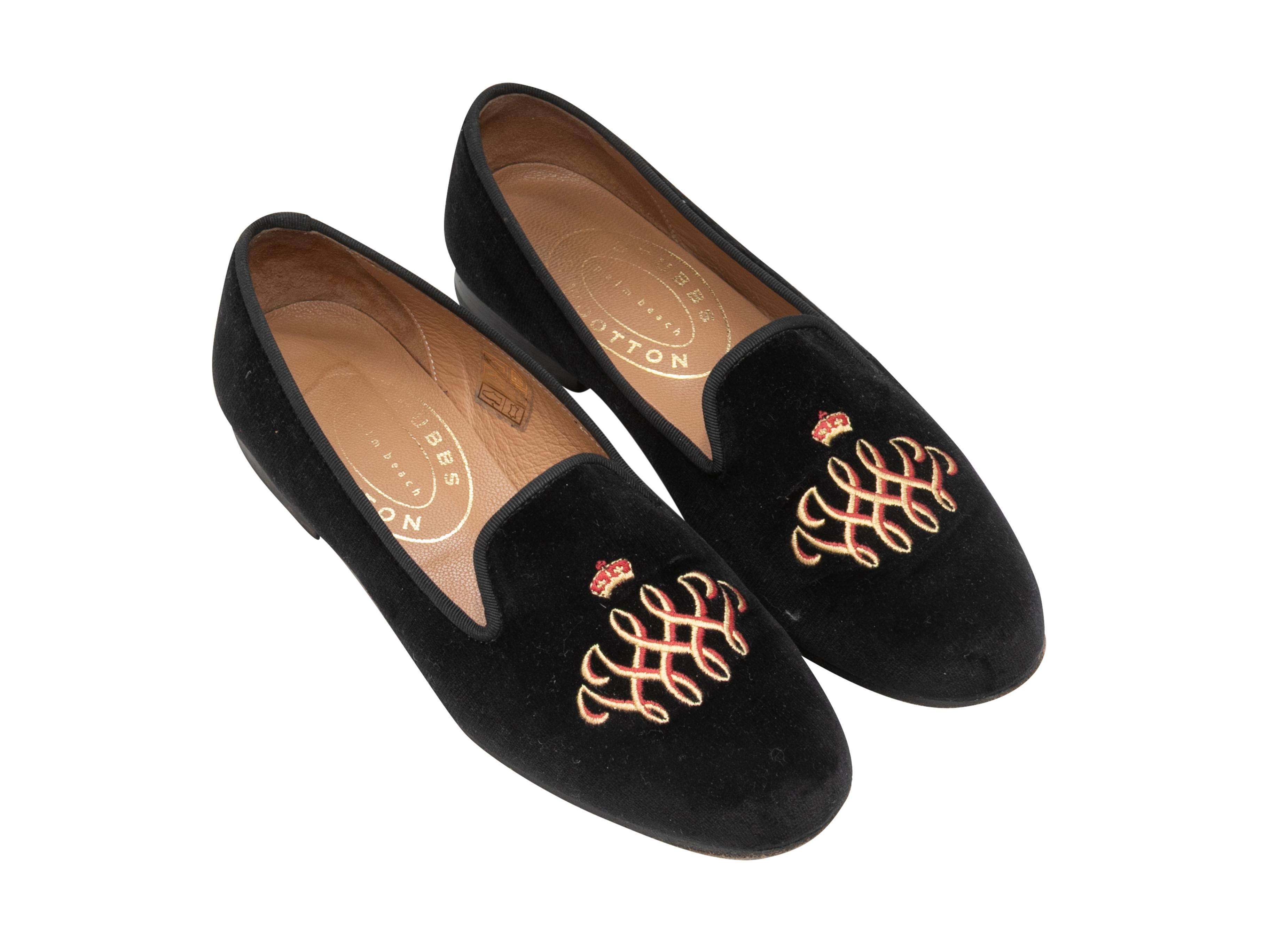 Black & Multicolor Stubbs & Wootton Velvet Loafers Size 37.5 In Good Condition For Sale In New York, NY