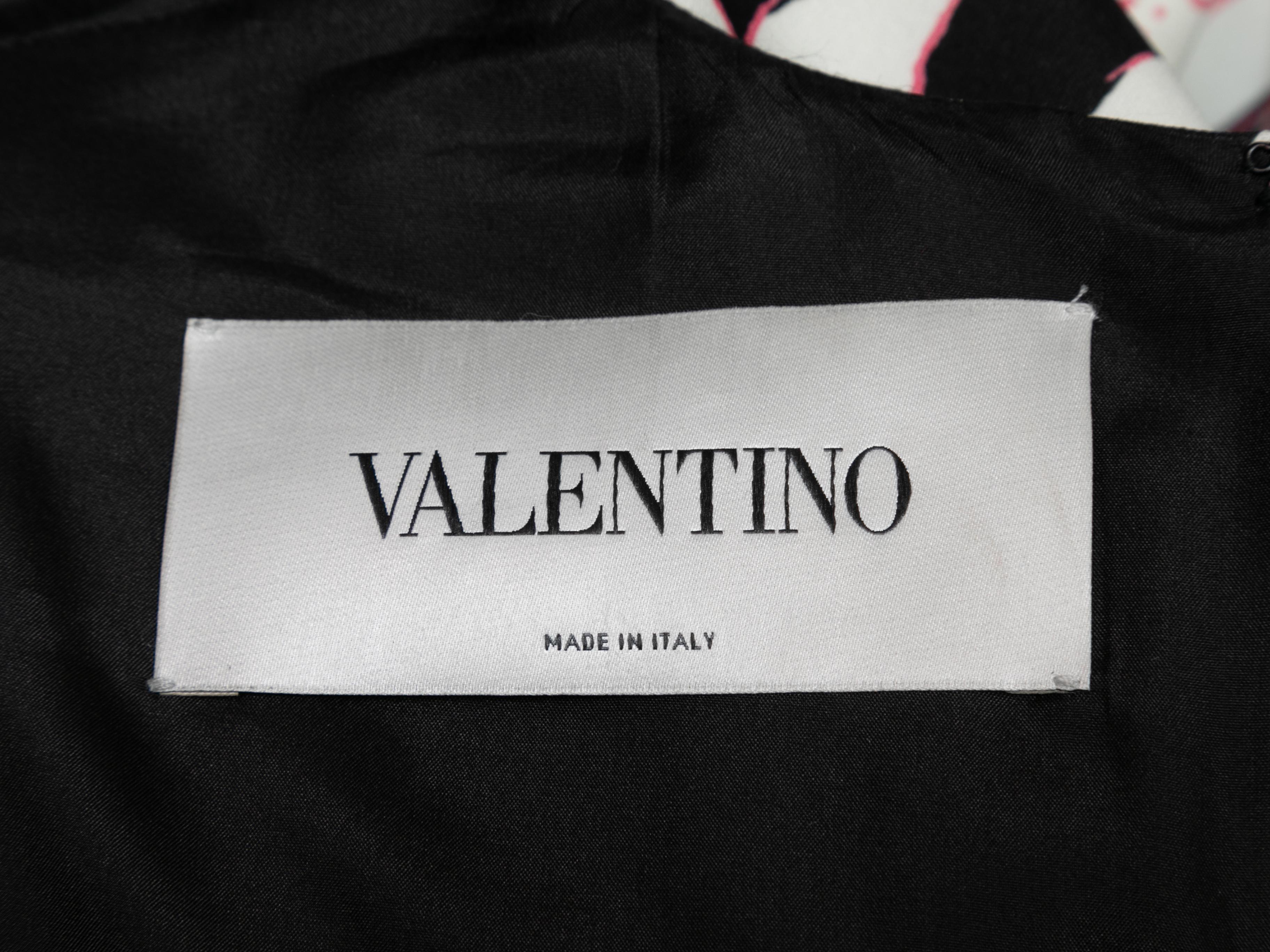 Black & Multicolor Valentino Wool & Silk Floral Print Dress For Sale 1