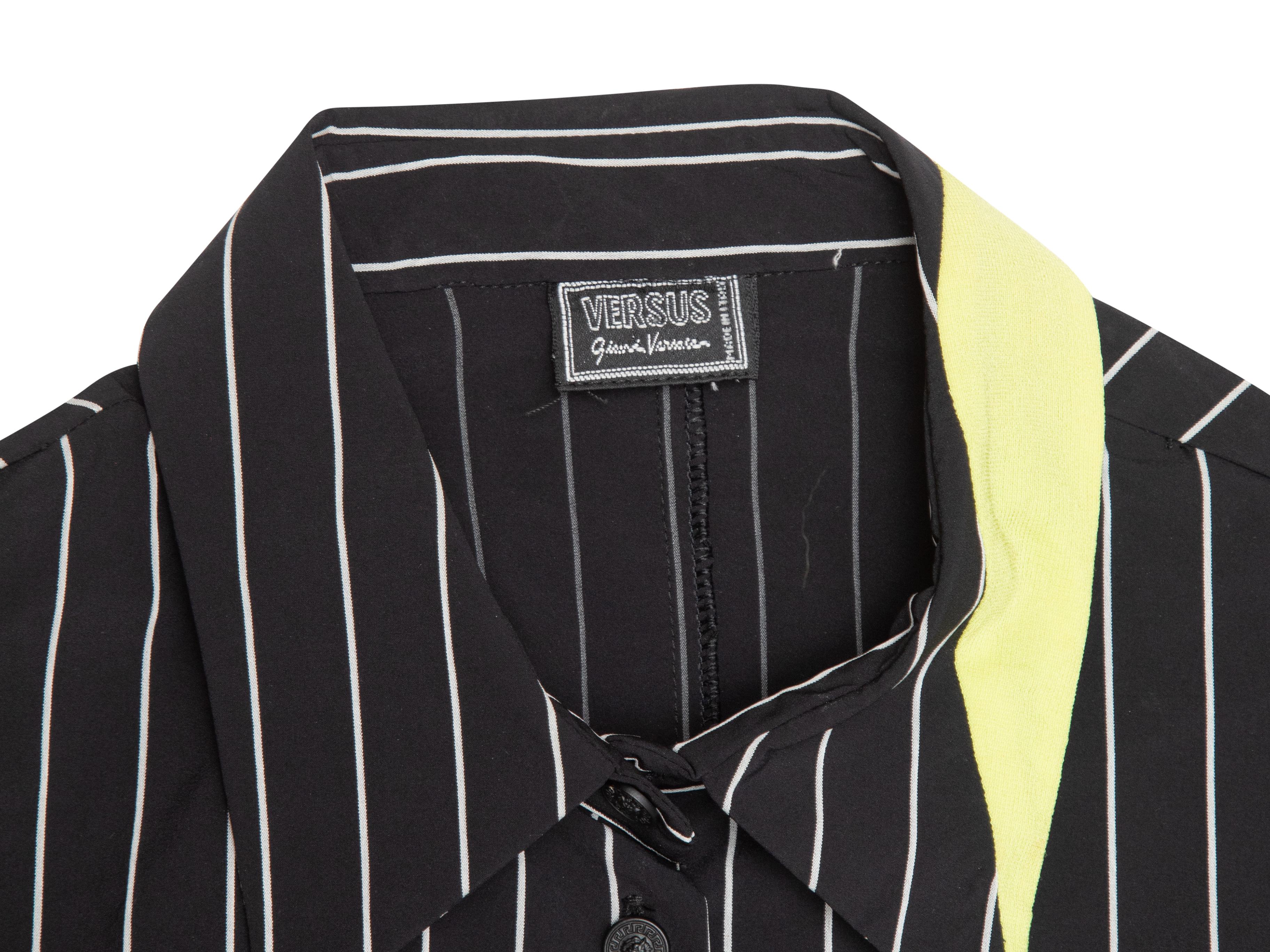 Black & Multicolor Versus Gianni Versace Striped Button-Up Top In Excellent Condition In New York, NY