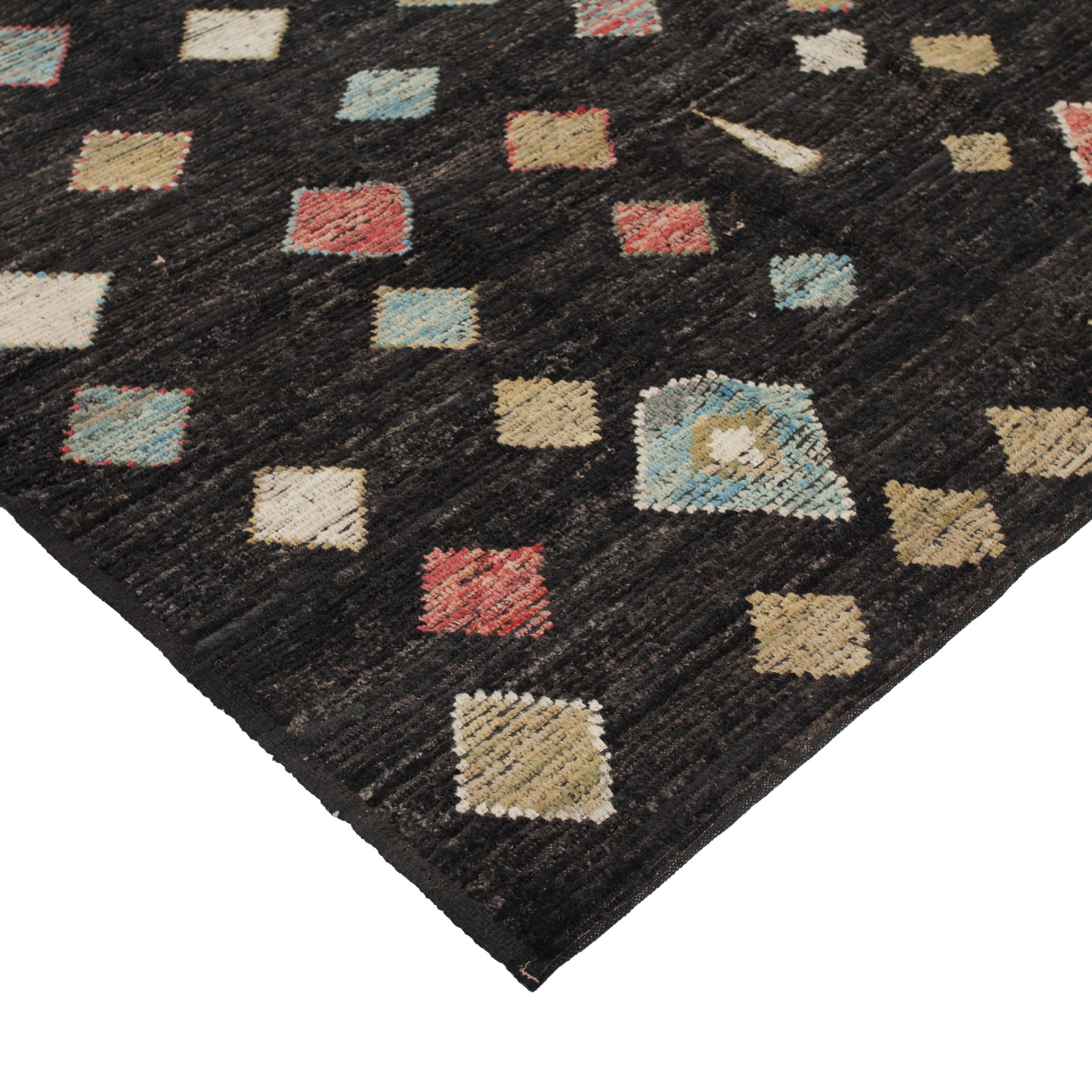 Mid-Century Modern abc carpet Black Multicolored Zameen Transitional Wool Rug - 8'5