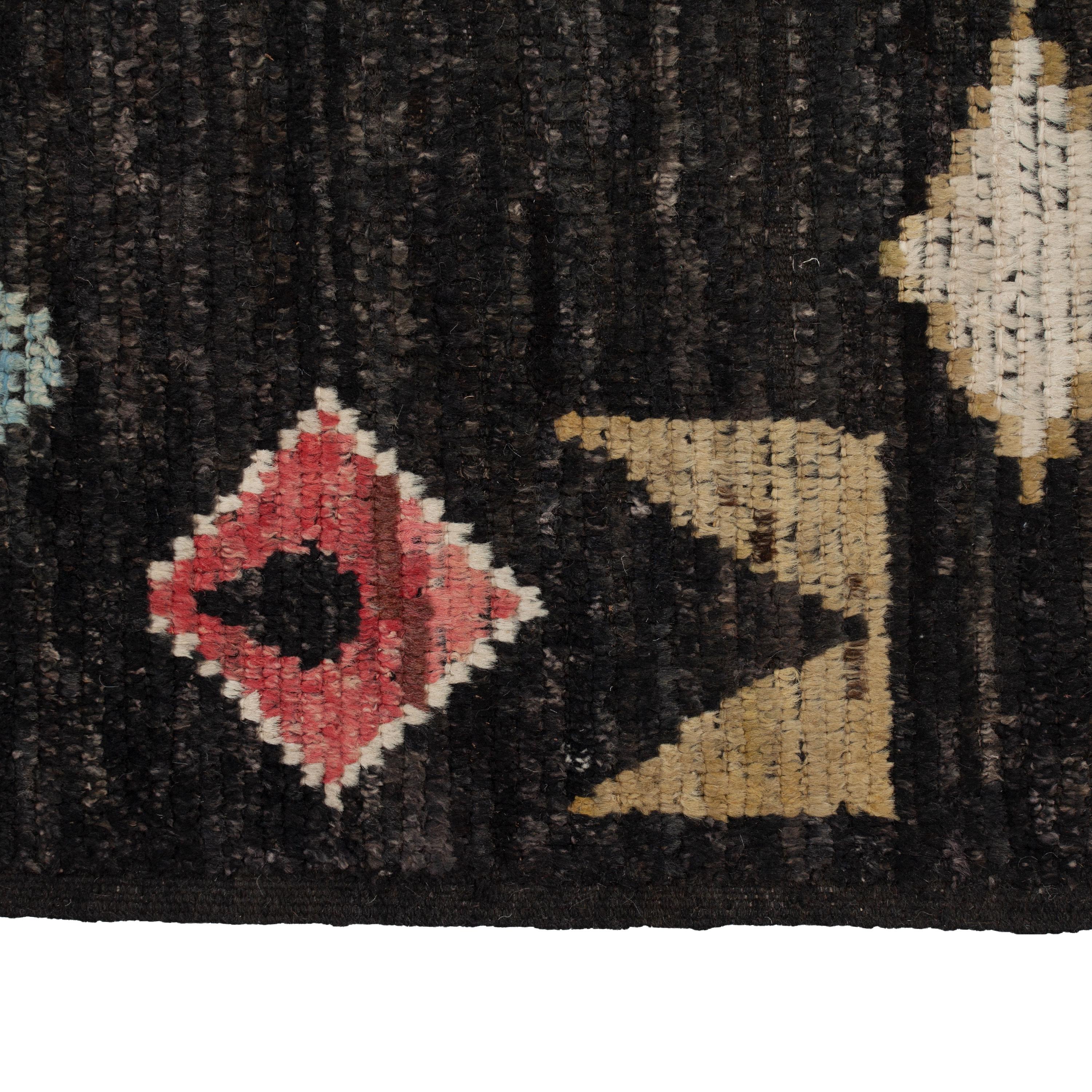 Hand-Knotted abc carpet Black Multicolored Zameen Transitional Wool Rug - 8'5