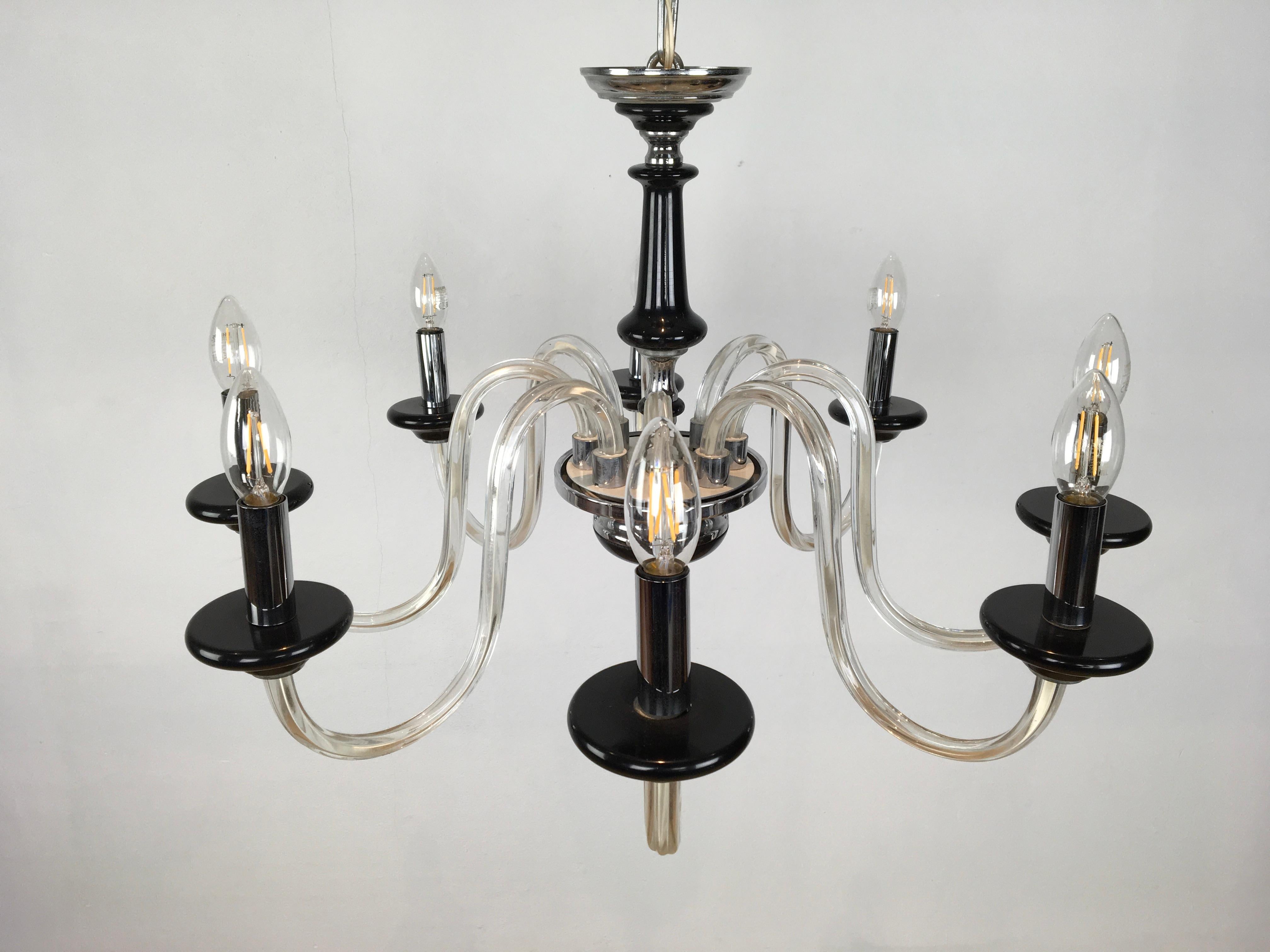 Black Murano Glass Chandelier, Mid-20th Century For Sale 9