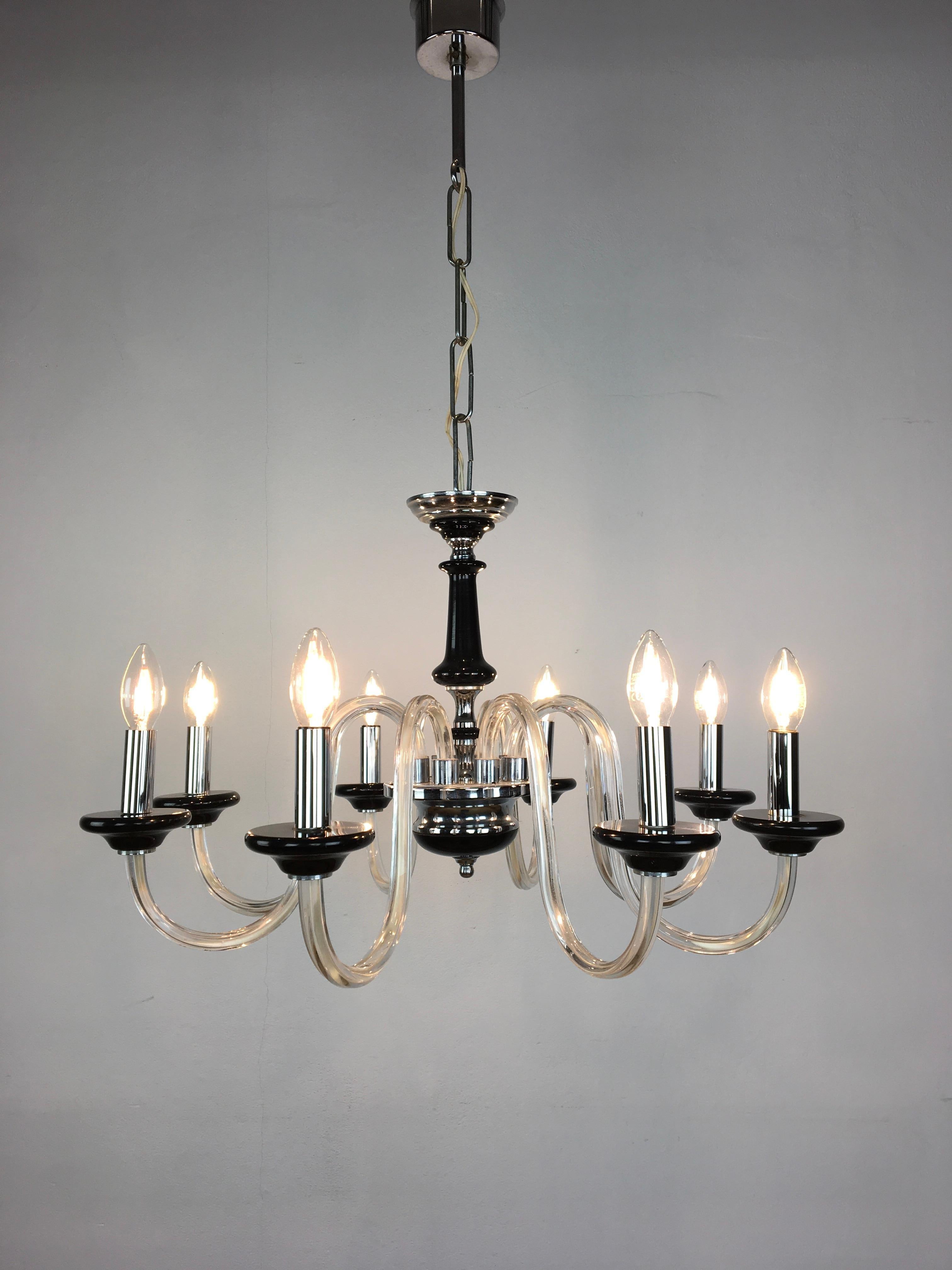 Black Murano Glass Chandelier, Mid-20th Century For Sale 10