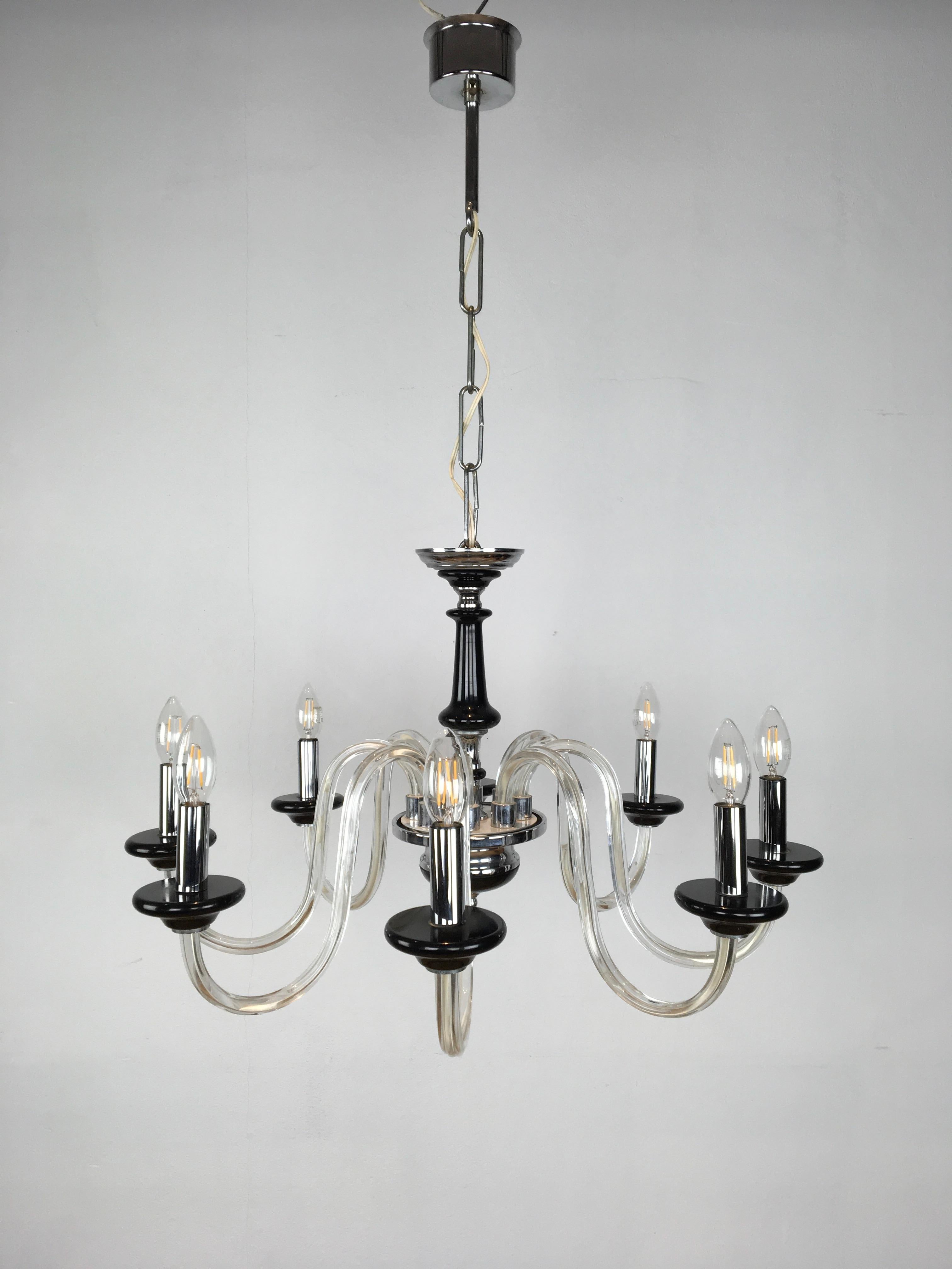 Black Murano Glass Chandelier, Mid-20th Century For Sale 11