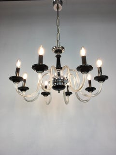 Black Murano Glass Chandelier, Mid-20th Century
