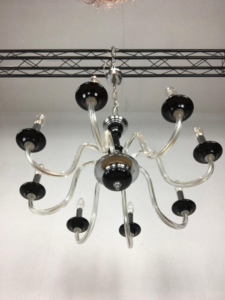 Black Murano Glass Chandelier, Mid-20th Century For Sale at 1stDibs