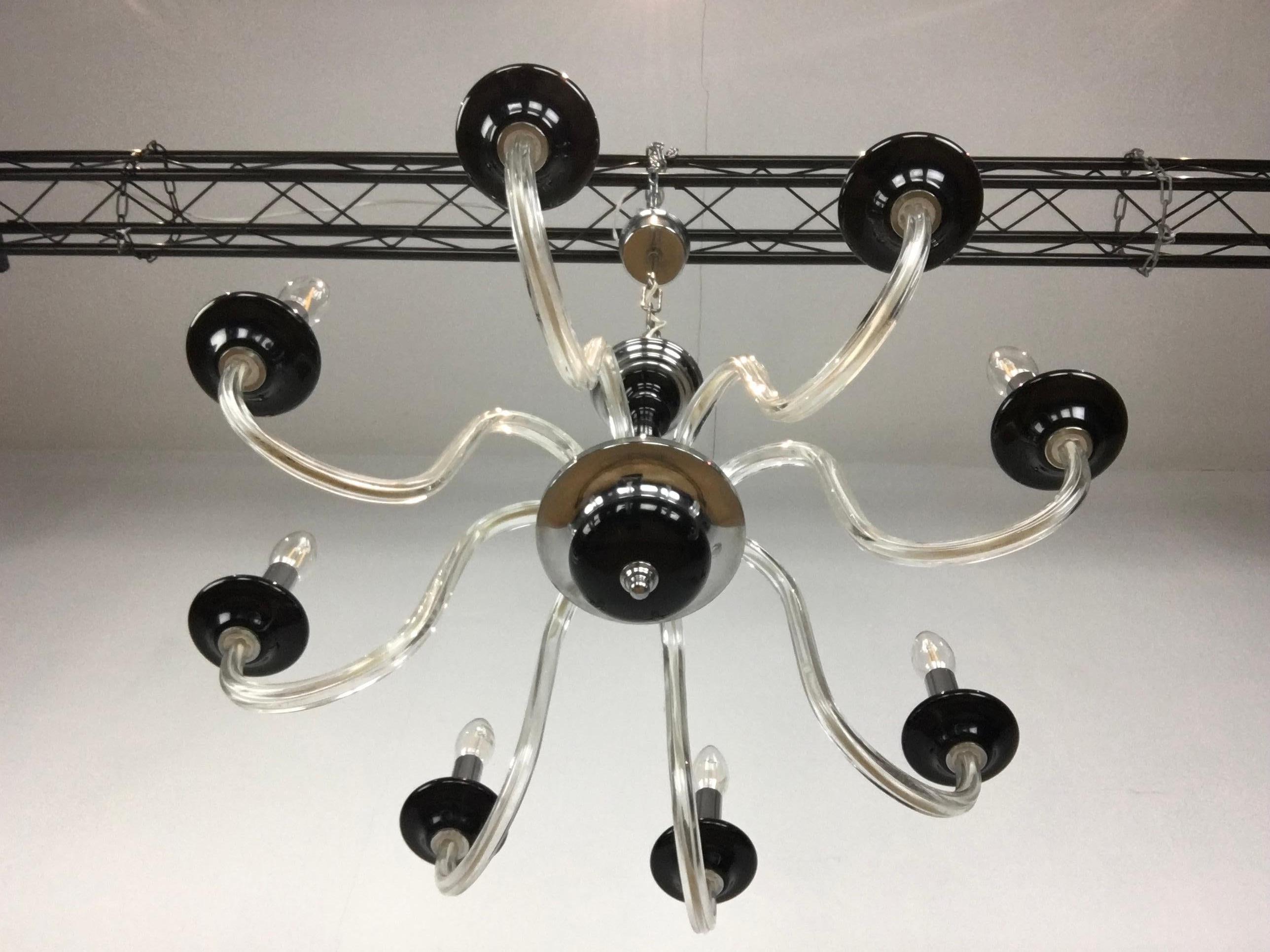 Italian Black Murano Glass Chandelier, Mid-20th Century For Sale