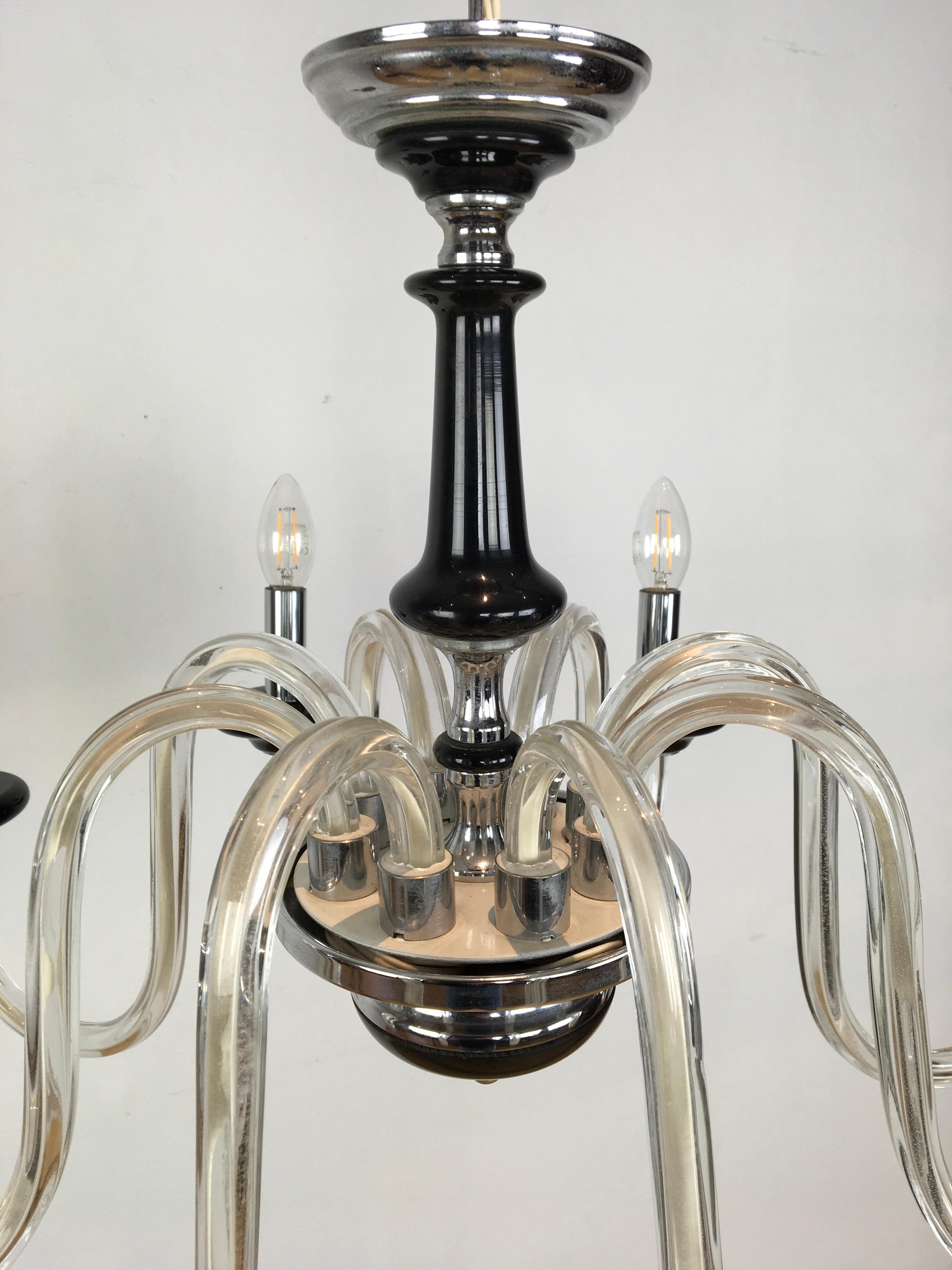 Black Murano Glass Chandelier, Mid-20th Century For Sale 3