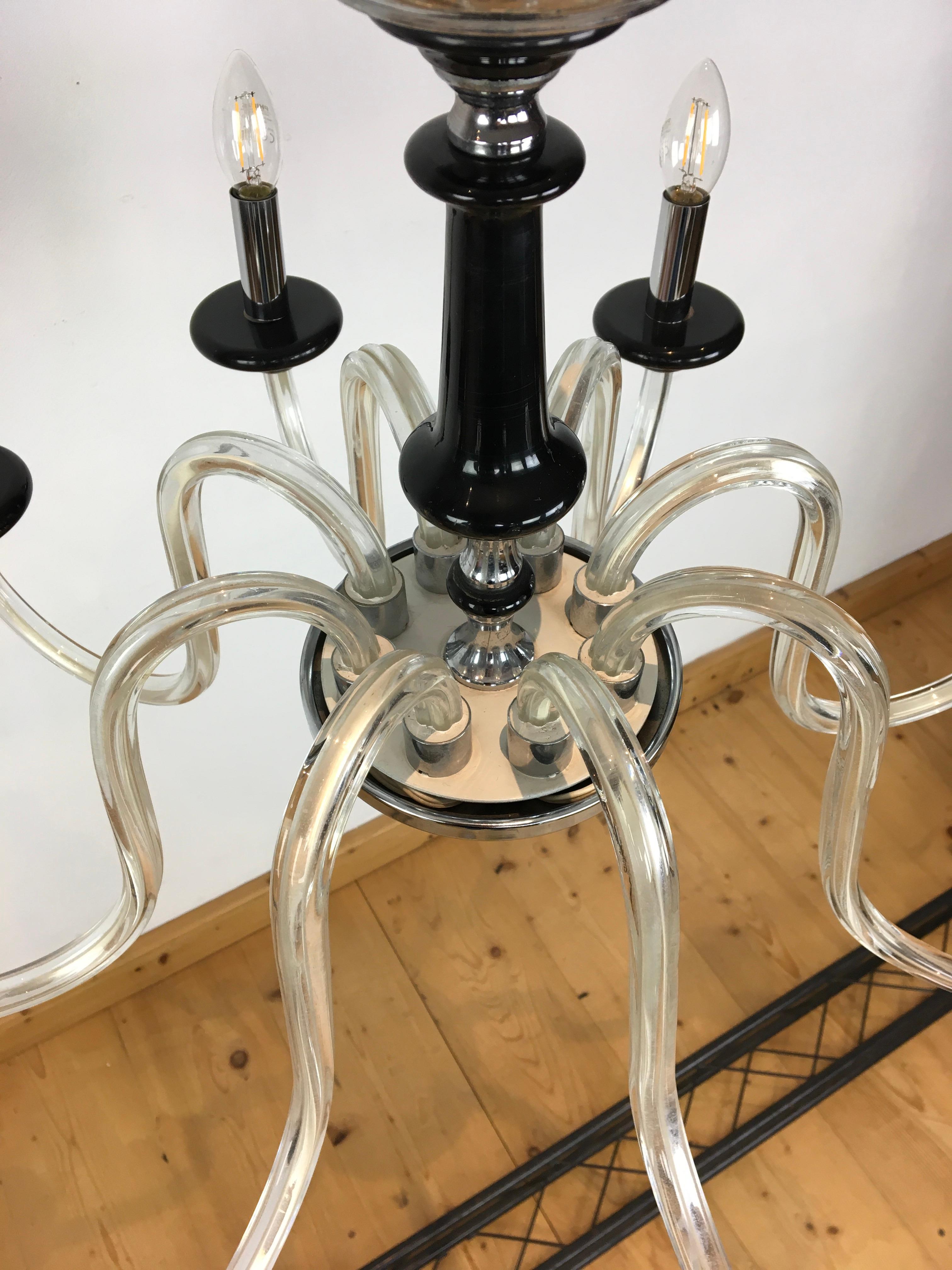 Black Murano Glass Chandelier, Mid-20th Century For Sale 4