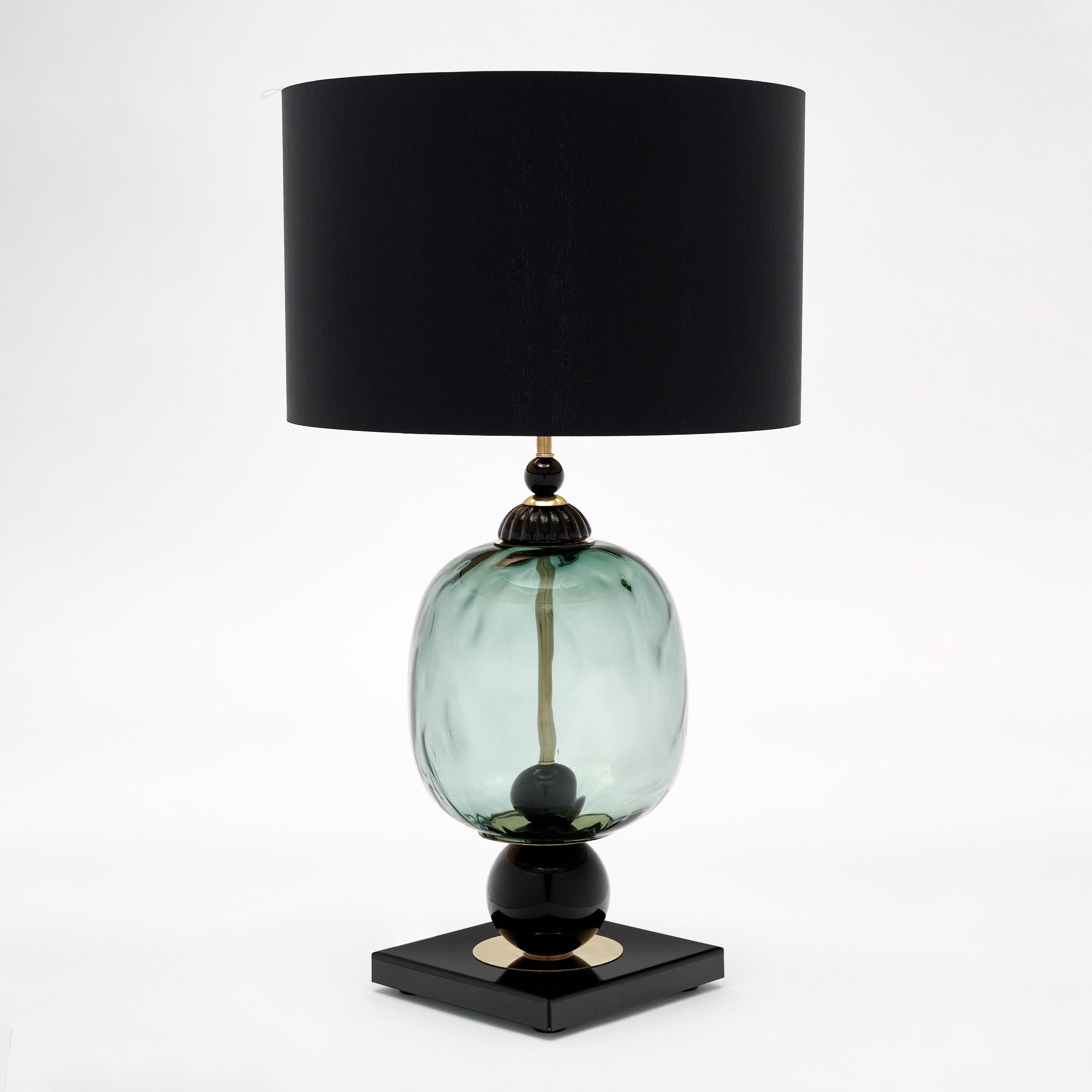 Italian Black Murano Glass Modernist Lamps For Sale