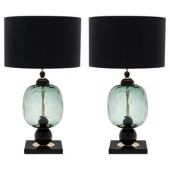 Black Murano Glass Modernist Lamps